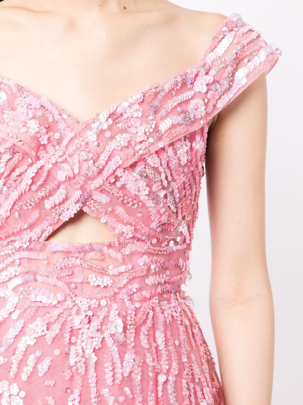off-shoulder embellished gown - 5