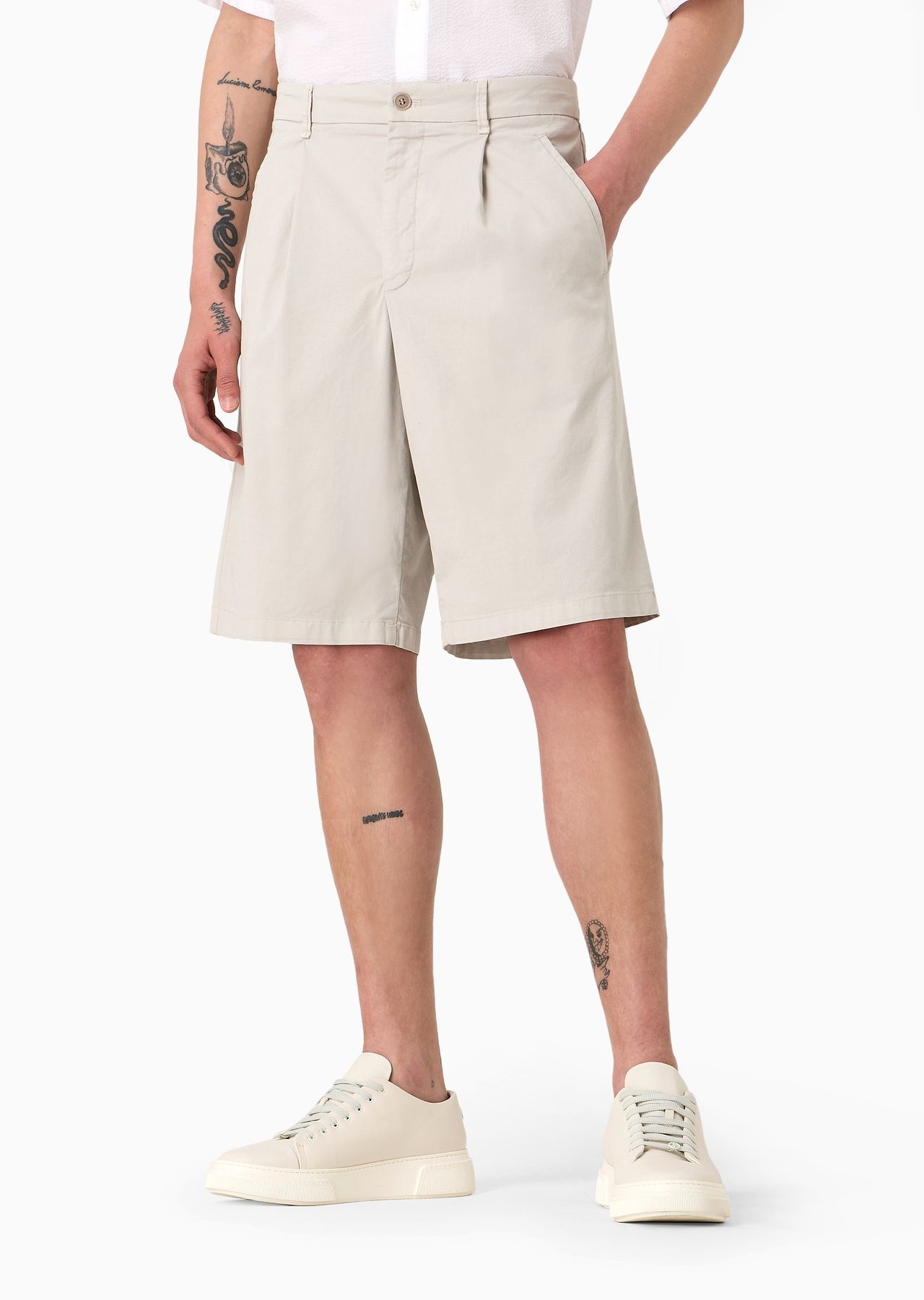 Board shorts in stretch-cotton gabardine - 3