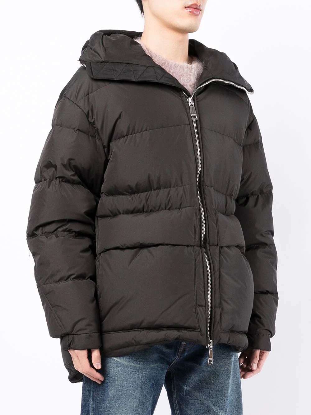 hooded zip-up padded coat - 3