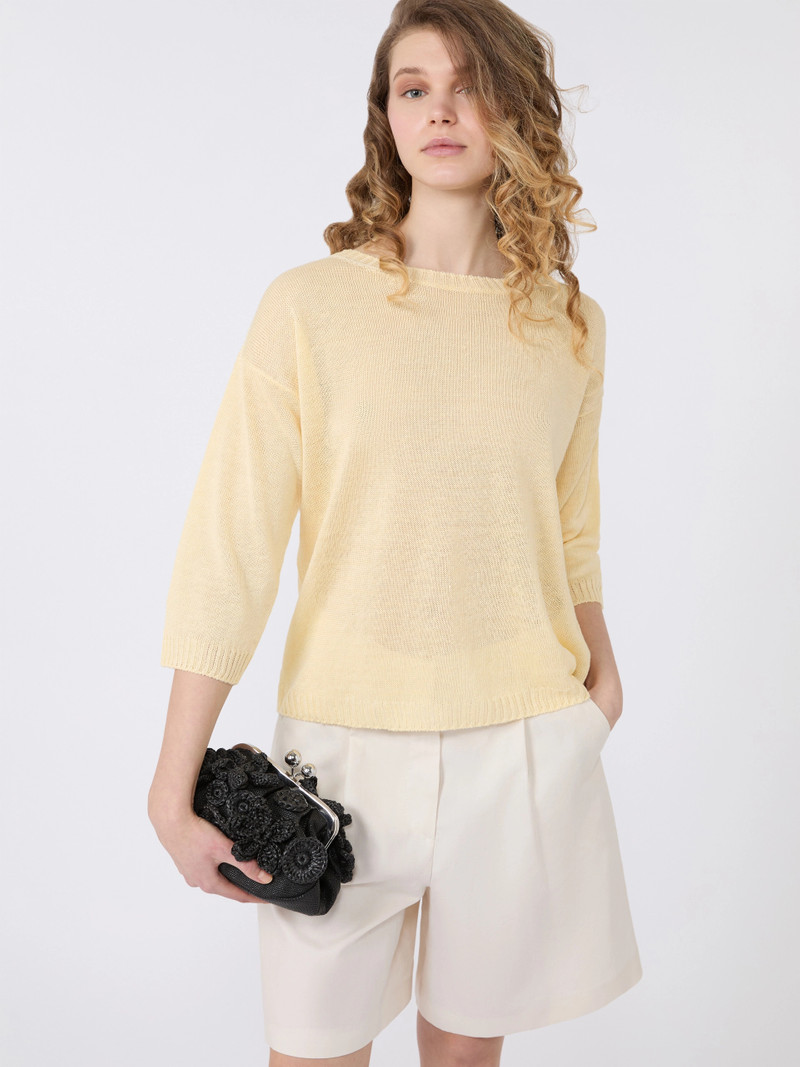 CANNONE Linen yarn oversize jumper - LIGHT YELLOW 5