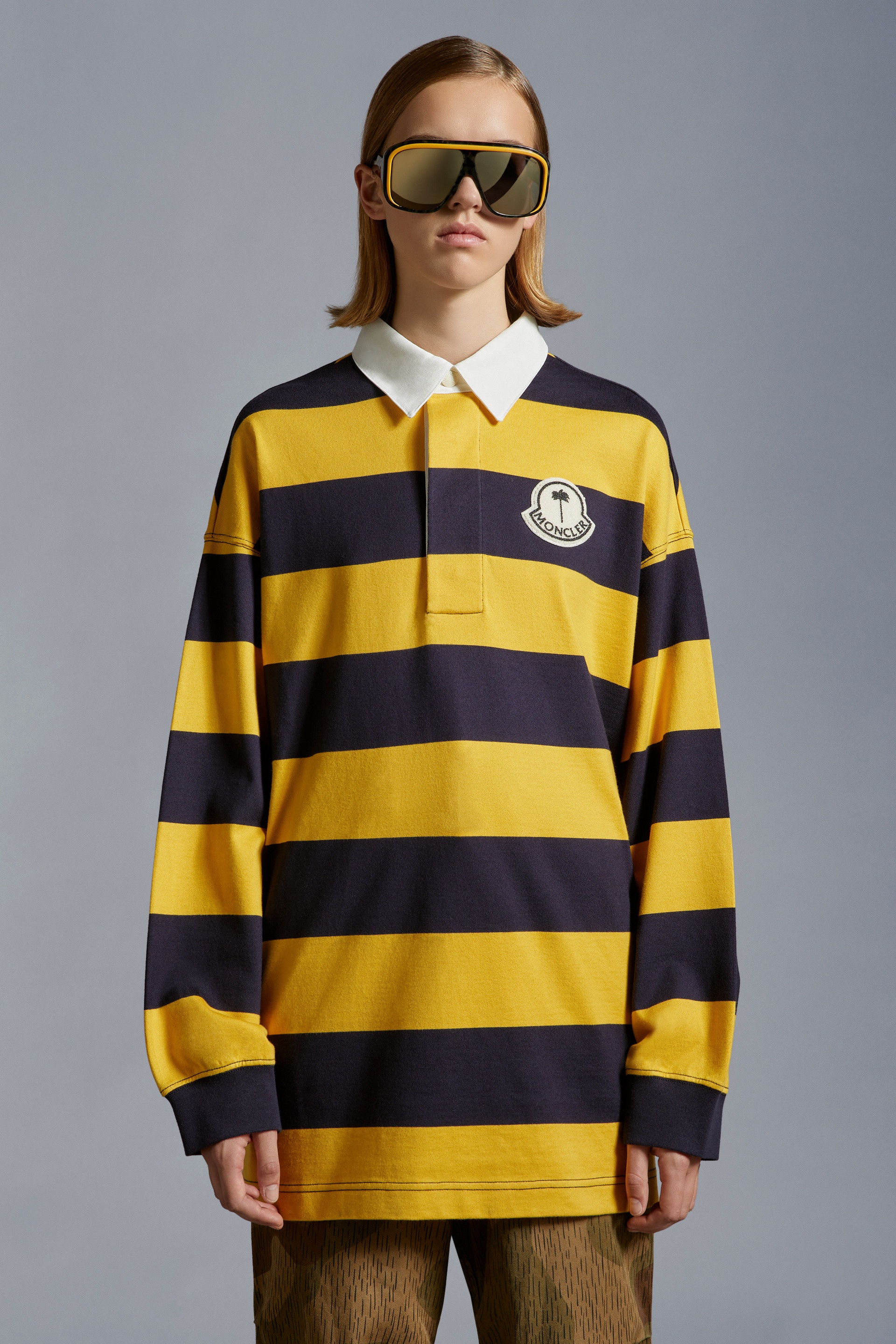 Striped Long Sleeve Polo Shirt - 4