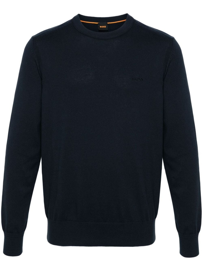 logo-embroidered ribbed jumper 1