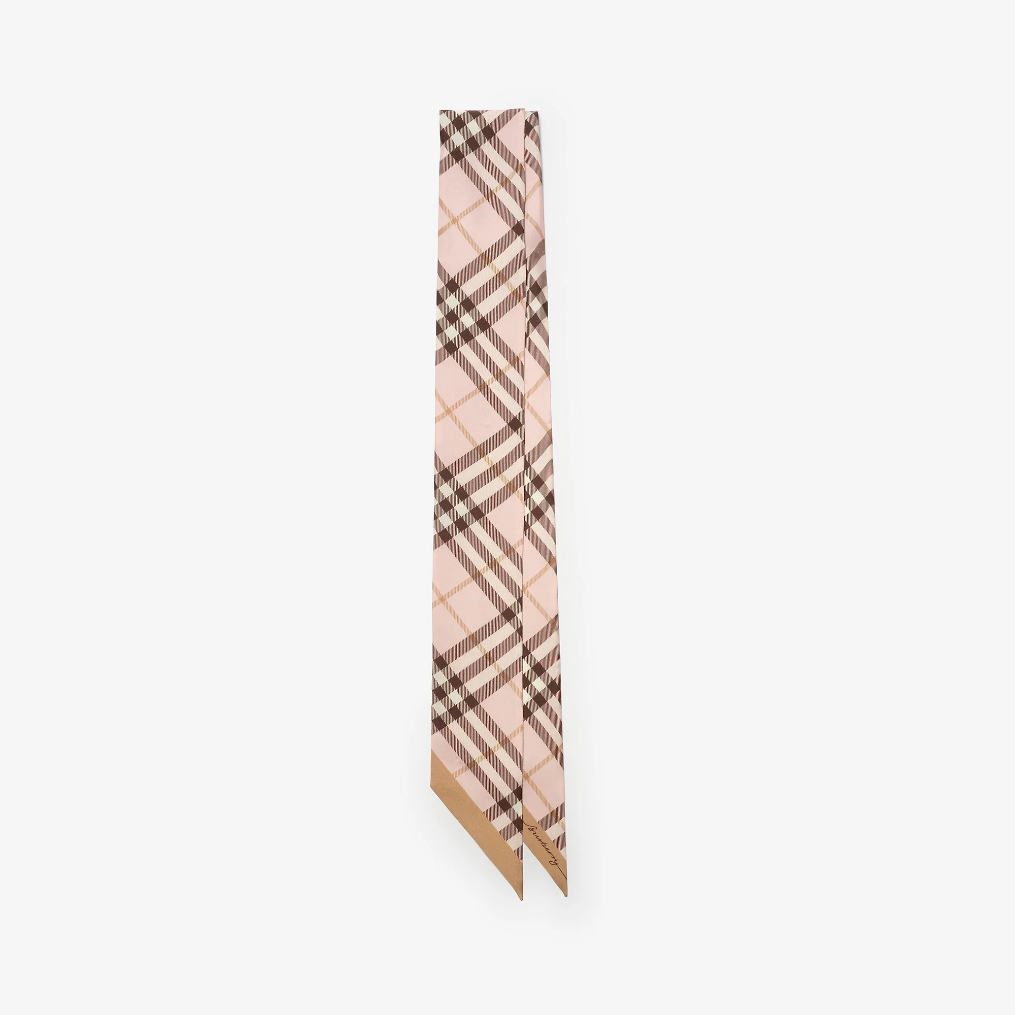 Skinny Contrast Check Silk Scarf - 1
