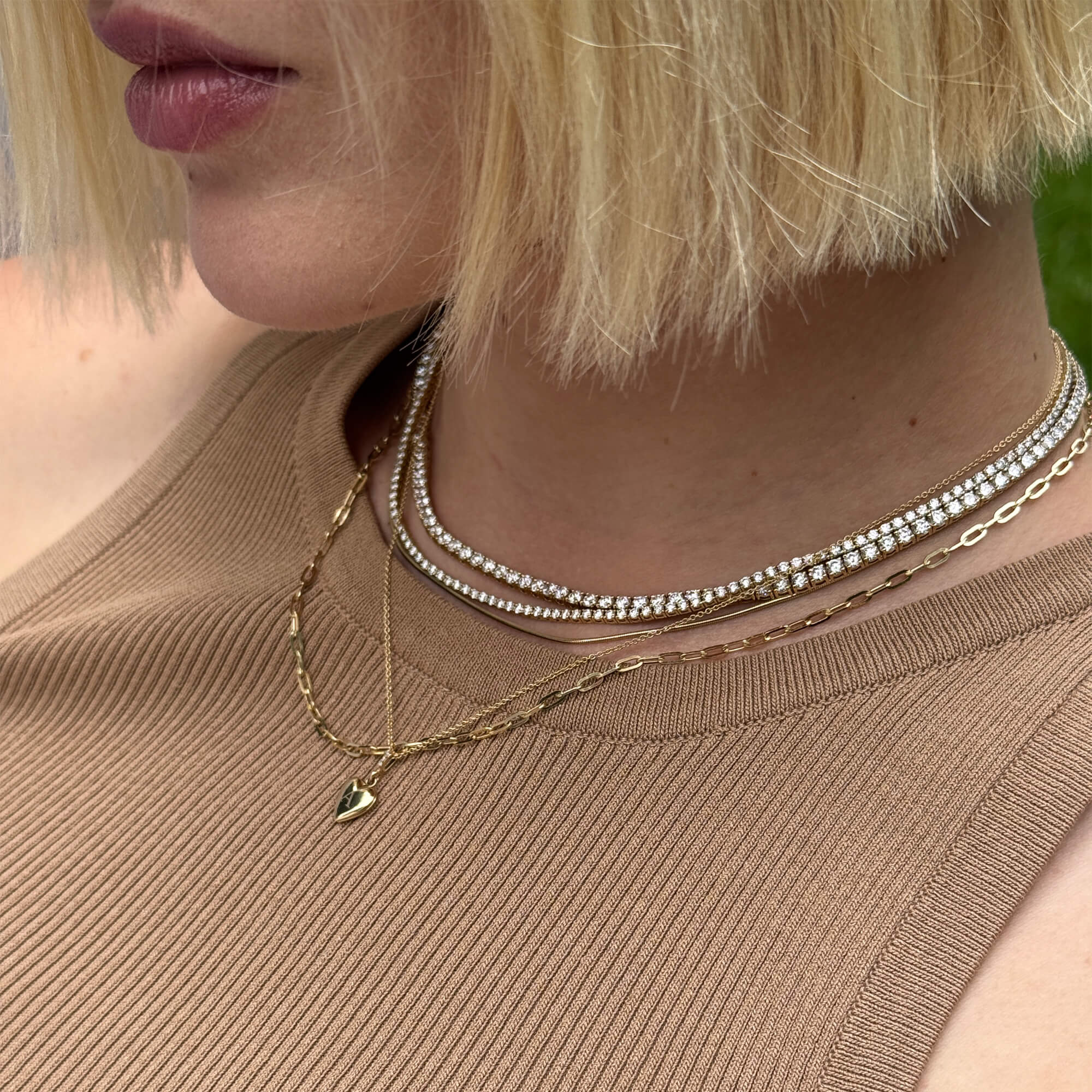 Unflippable Tennis Necklace in Yellow Gold - 18