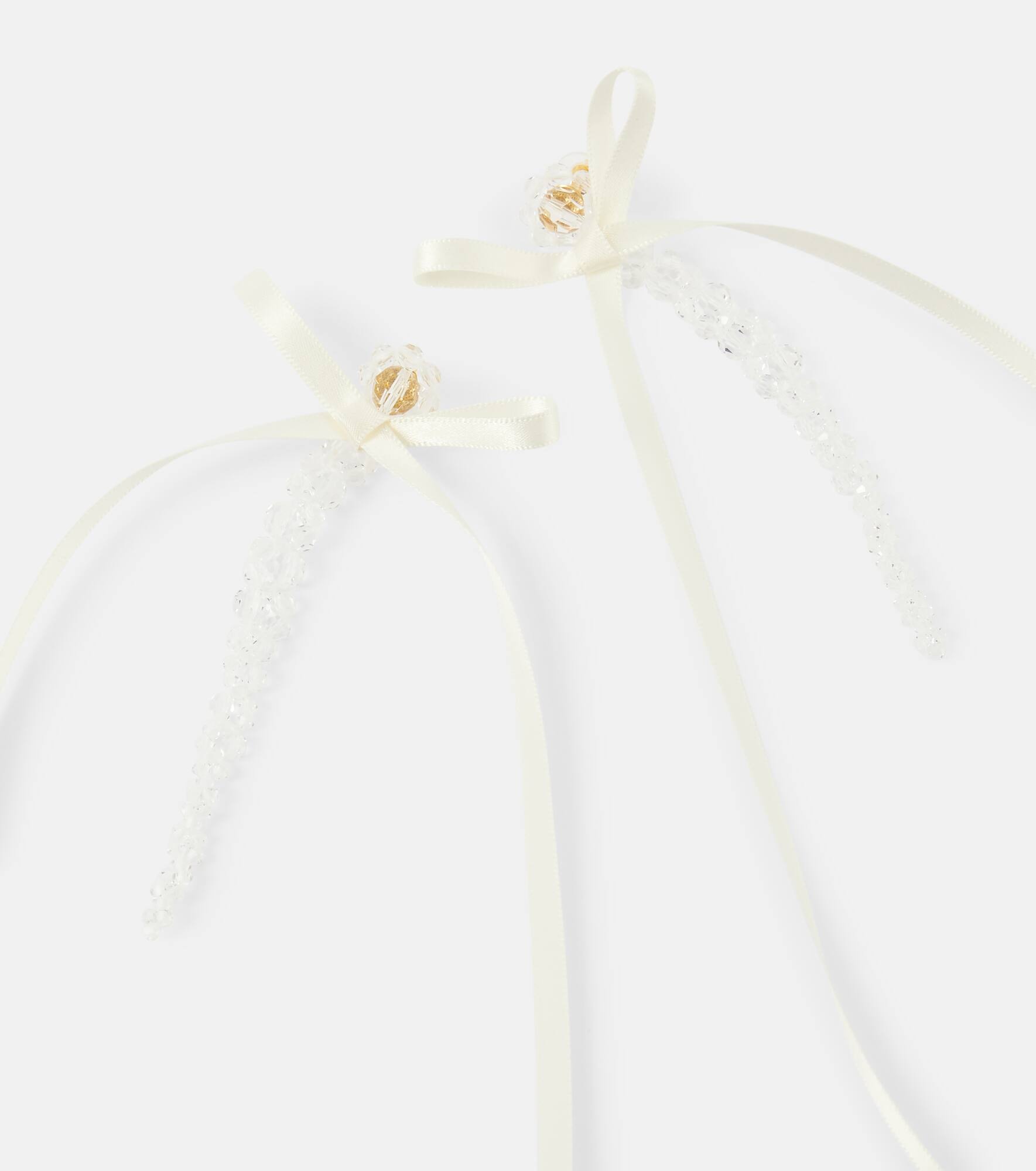 Drip bow-embellished crystal drop earrings - 3
