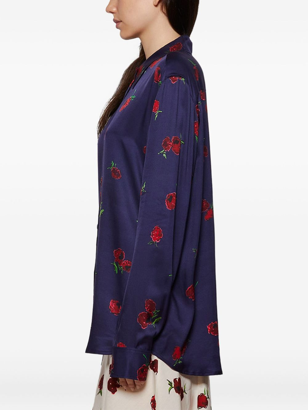 rose-print button-down shirt - 4