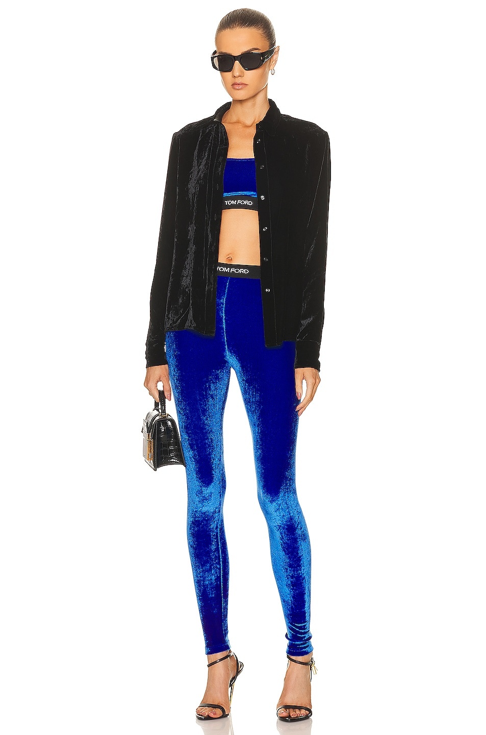 logo-waistband velvet leggings, TOM FORD