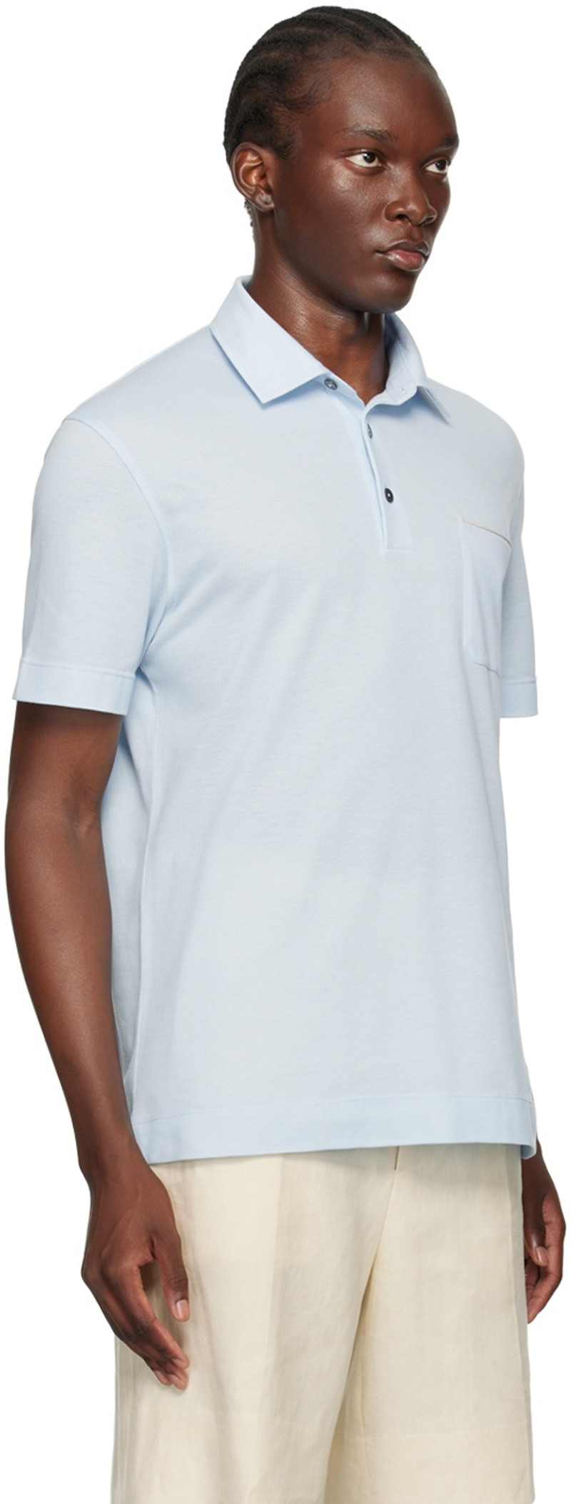 ZEGNA Blue Cotton Polo outlook