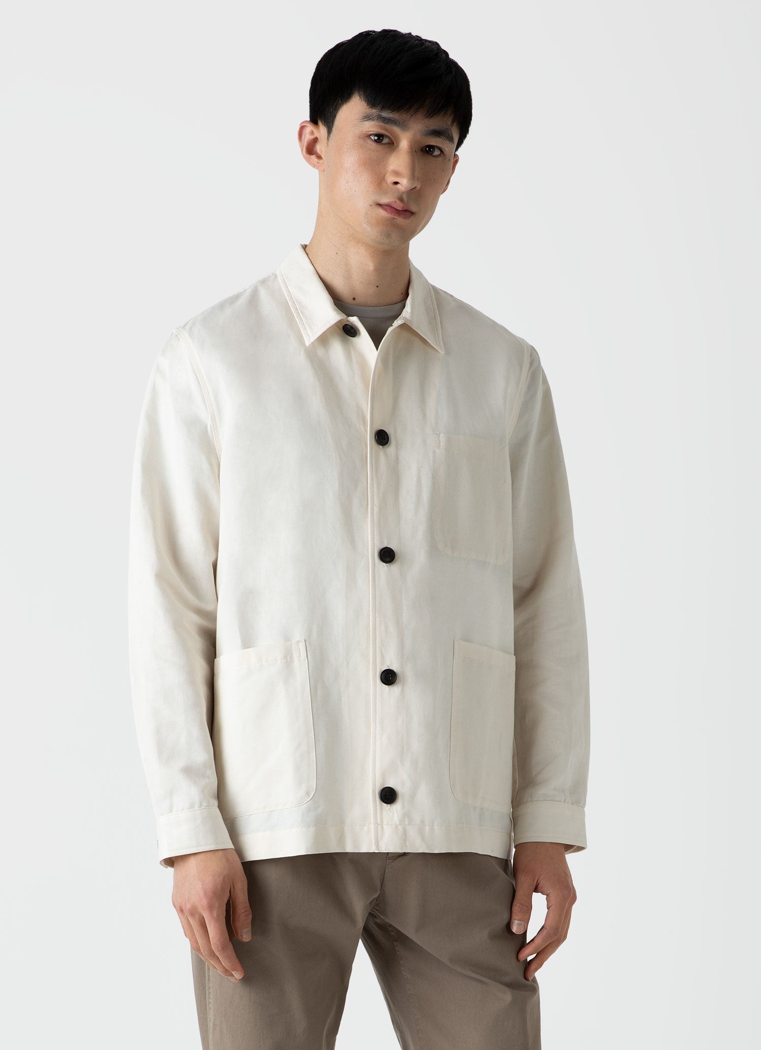 Undyed Cotton Linen Twin Pocket Jacket - 2