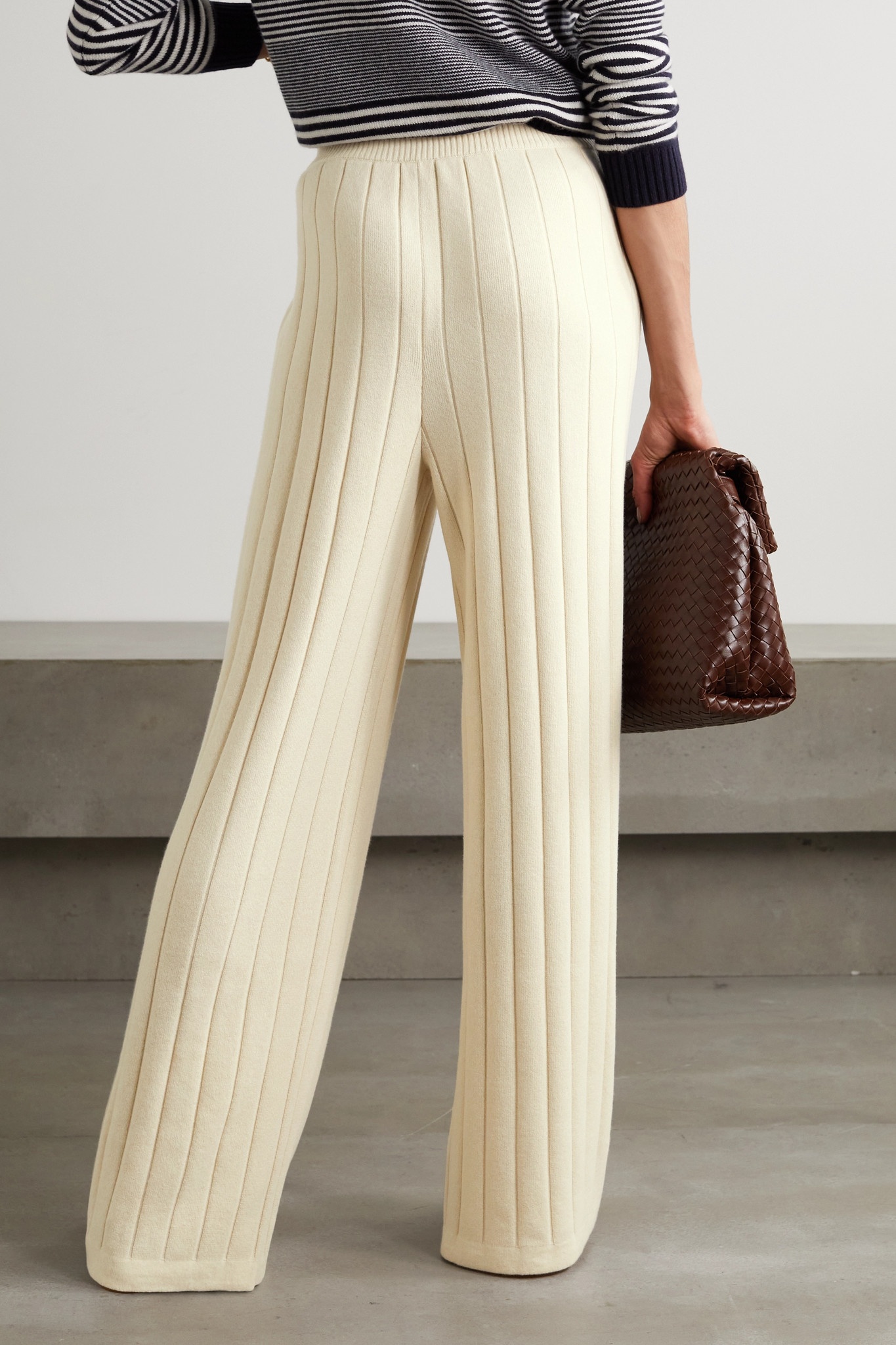 Ribbed cashmere wide-leg pants - 3