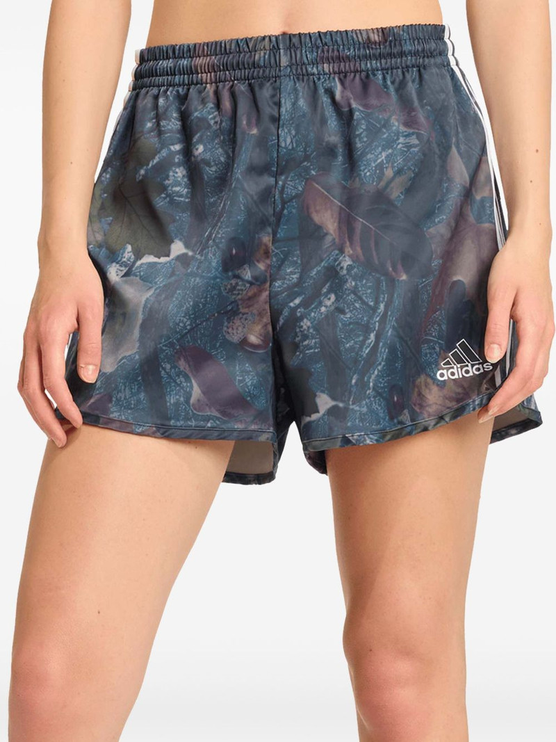 adidas Originals leaf-print side-stripe shorts outlook