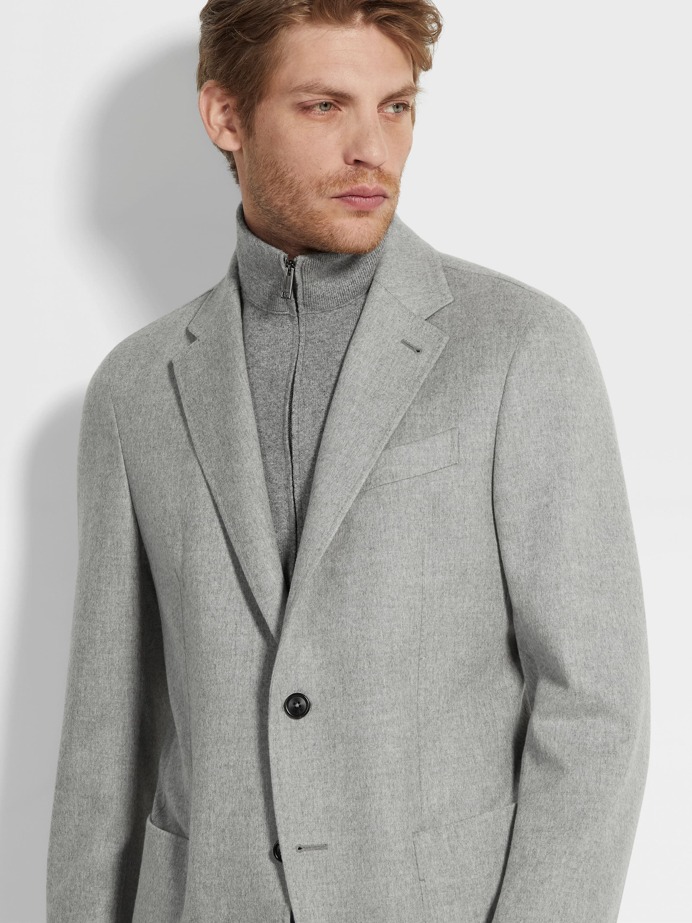 GREY MÉLANGE OASI CASHMERE JACKET - 3
