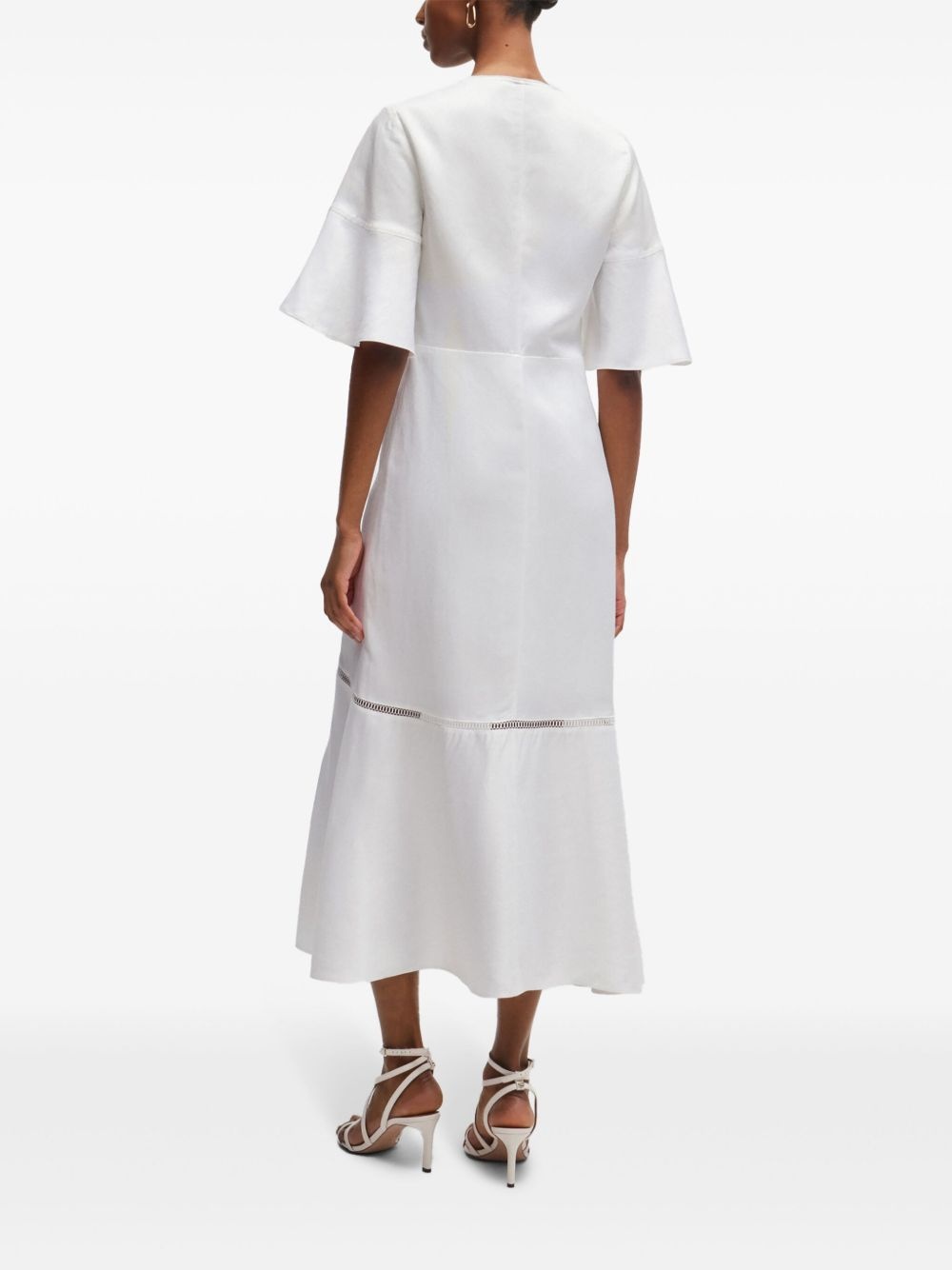 perforated-detailing flared midi dress - 4