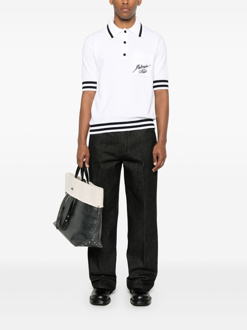 Balmain logo signature-embroidered polo shirt outlook