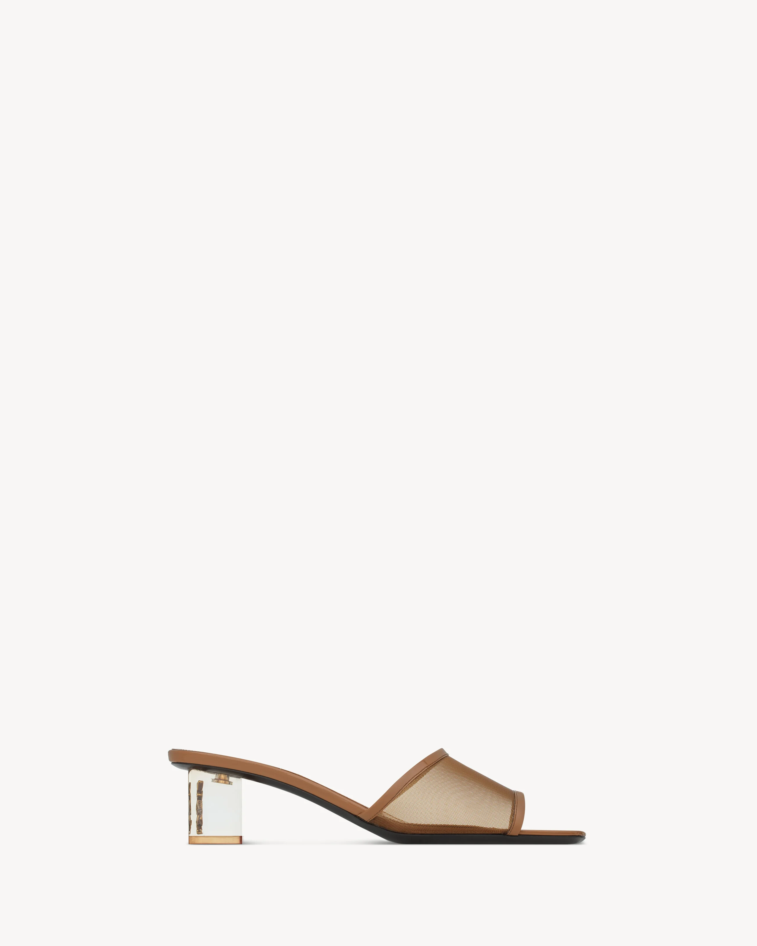 SIP MULE SANDALS IN MESH AND PATENT LEATHER - 1