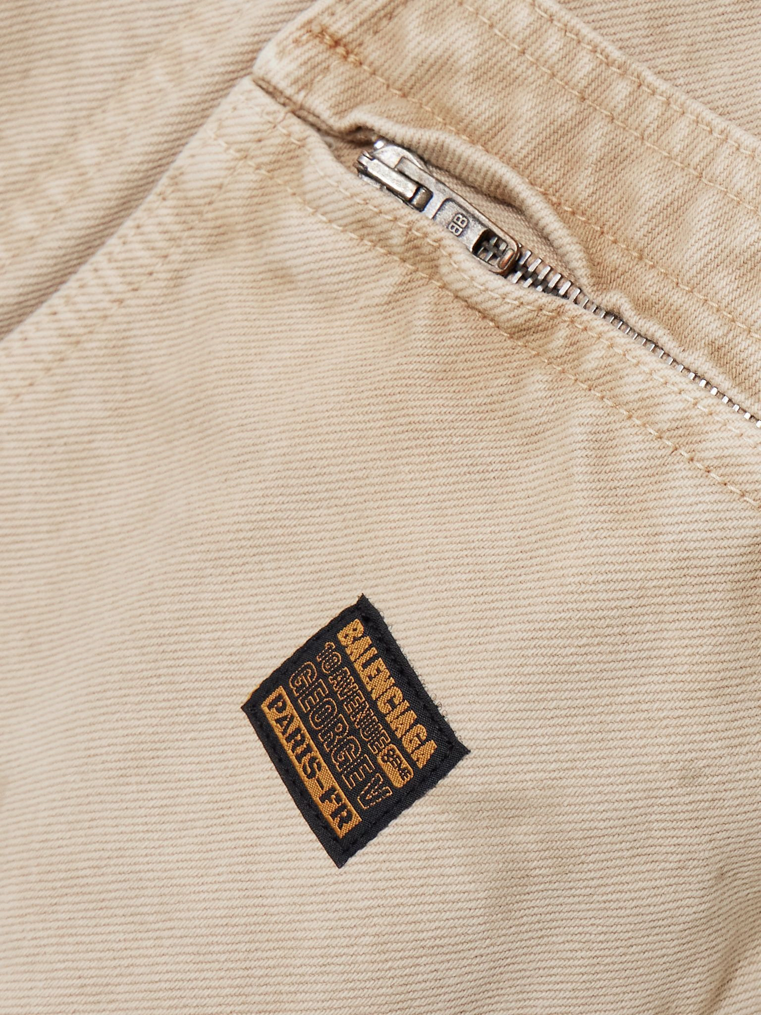 Cropped distressed appliquéd denim jacket Beige - 5