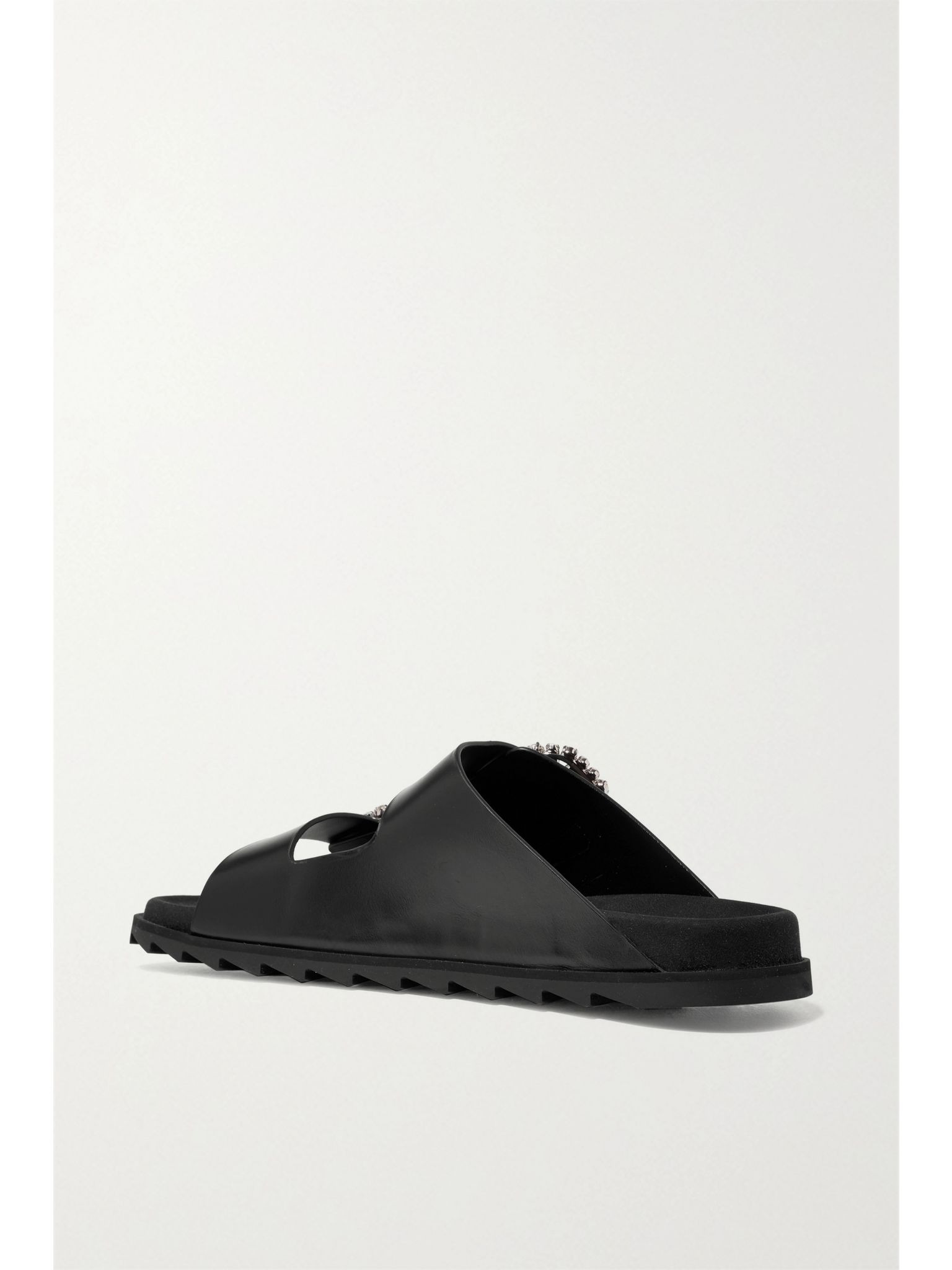Slidy Viv crystal-embellished leather slides Black - 3