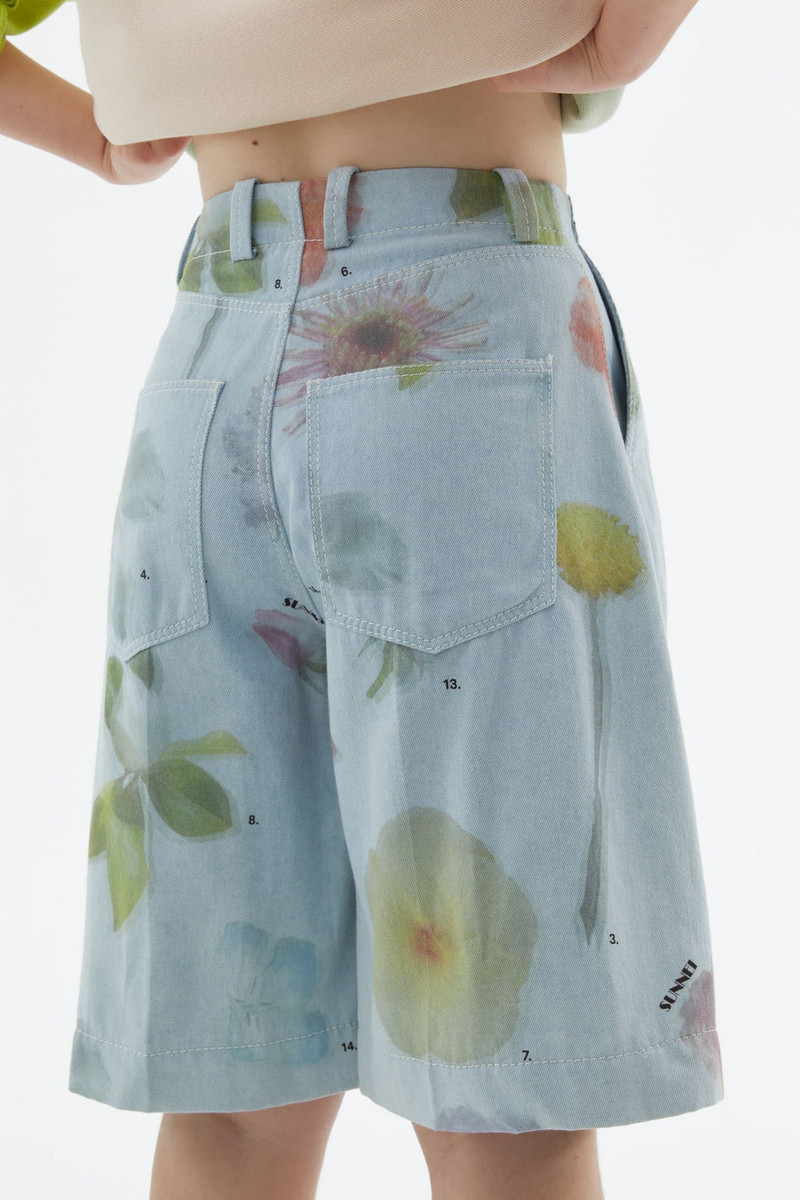 EXTRA OVERSIZED DENIM SHORTS WITH FLOWER PRINT 5
