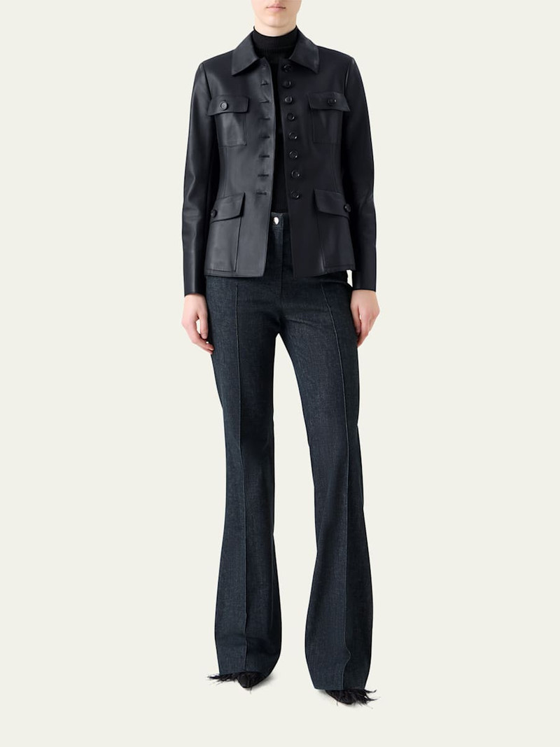 AKRIS Delia Nappa Leather Fitted Jacket outlook