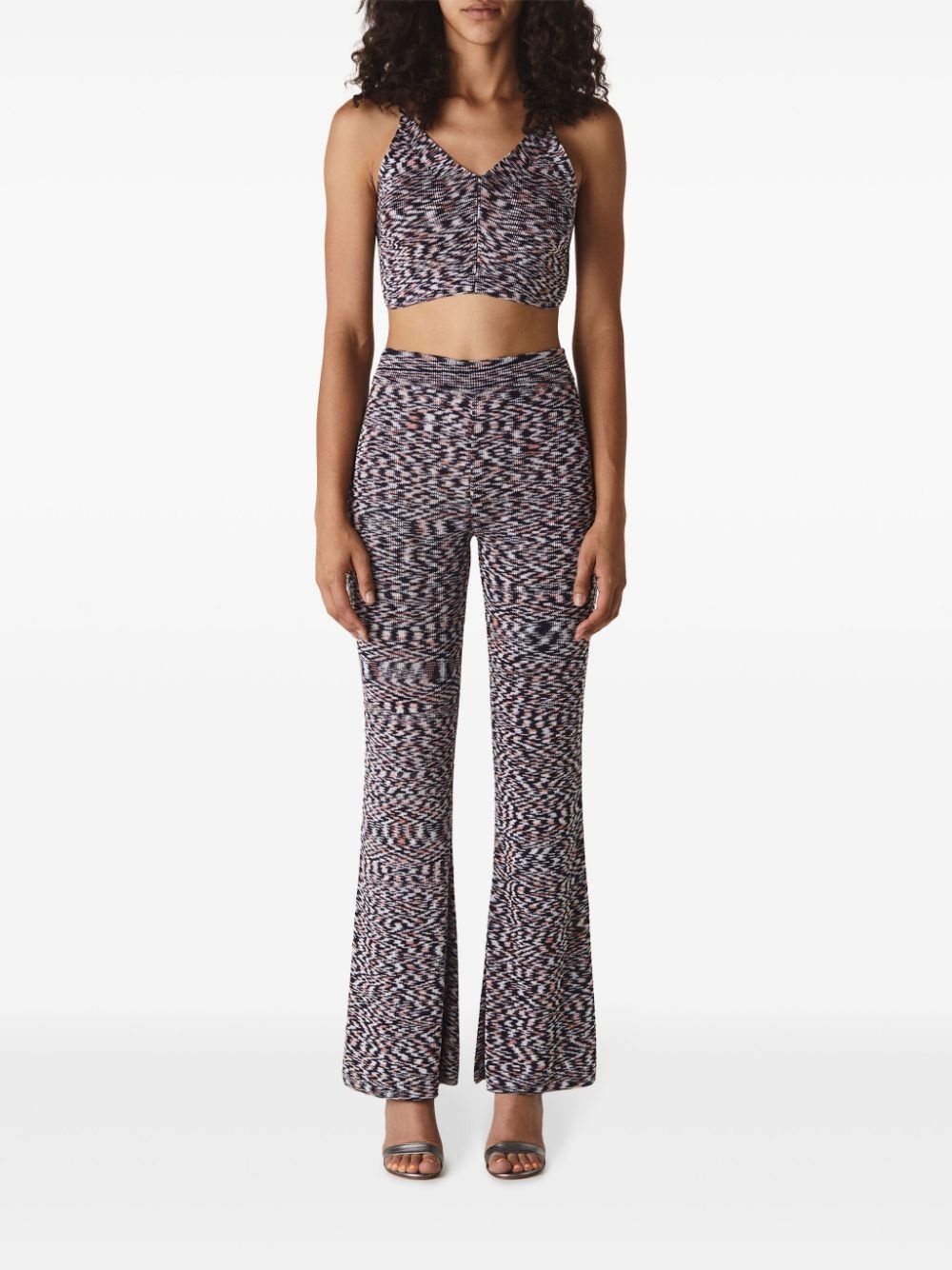 printed flared trousers - 2