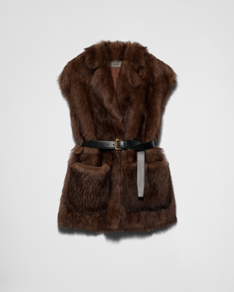 Belted shearling vest 1