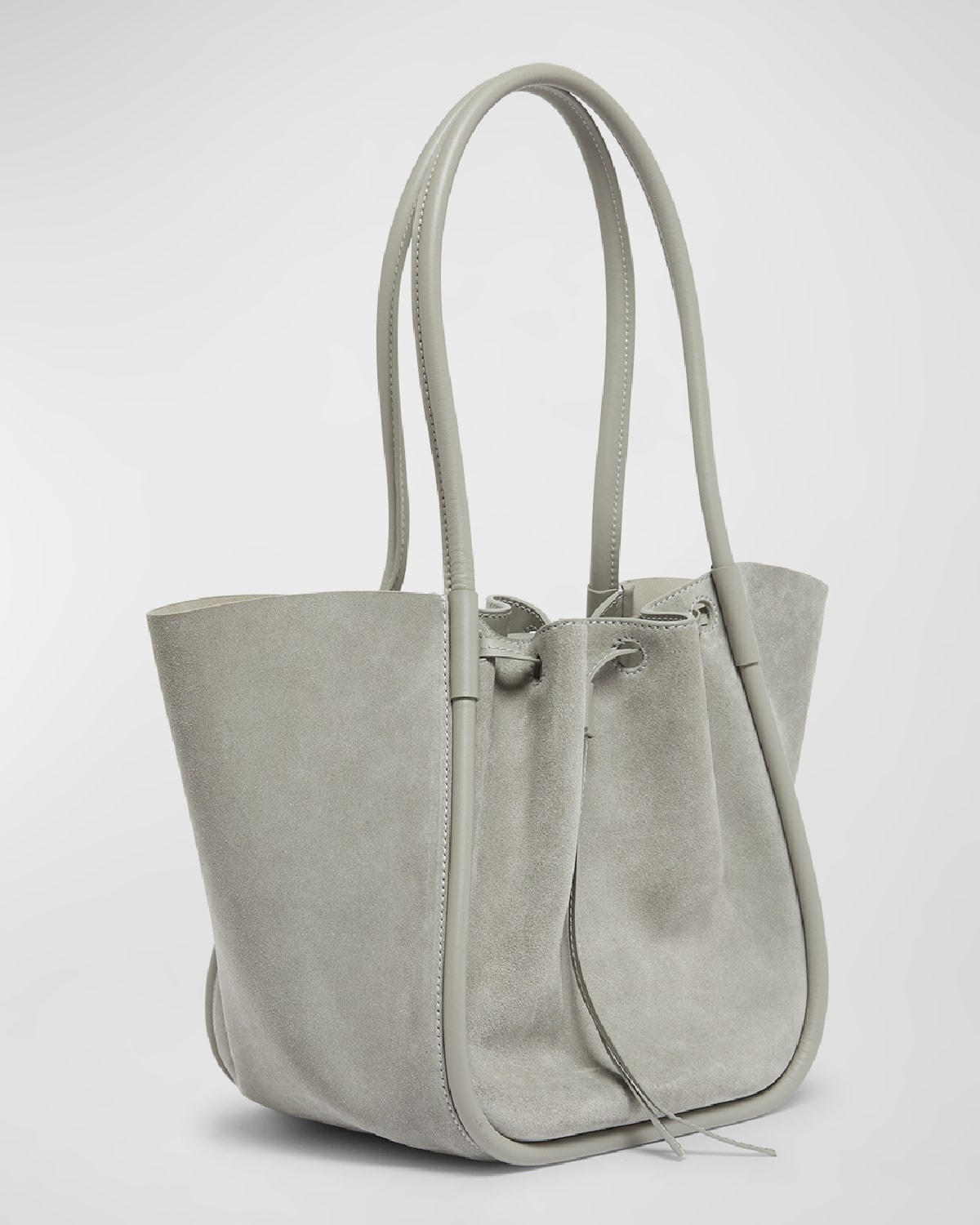 Large Drawstring Suede Tote Bag - 6