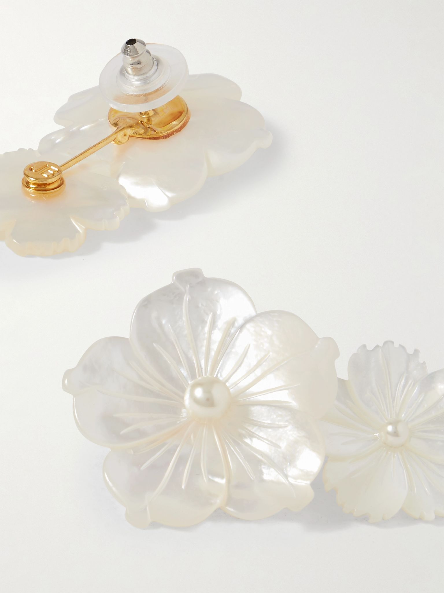 Geneva mother-of-pearl, gold-plated and pearl earrings Ivory - 3