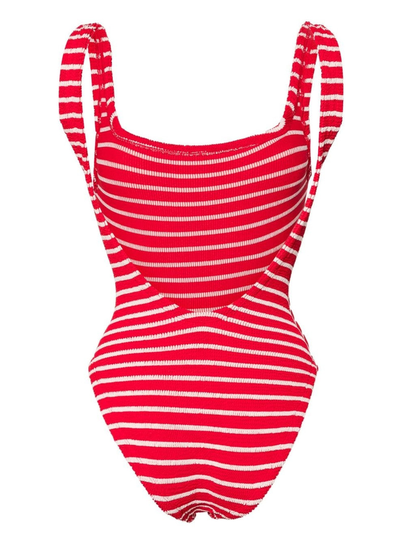 Hunza G candy-stripe crinkled swimsuit outlook