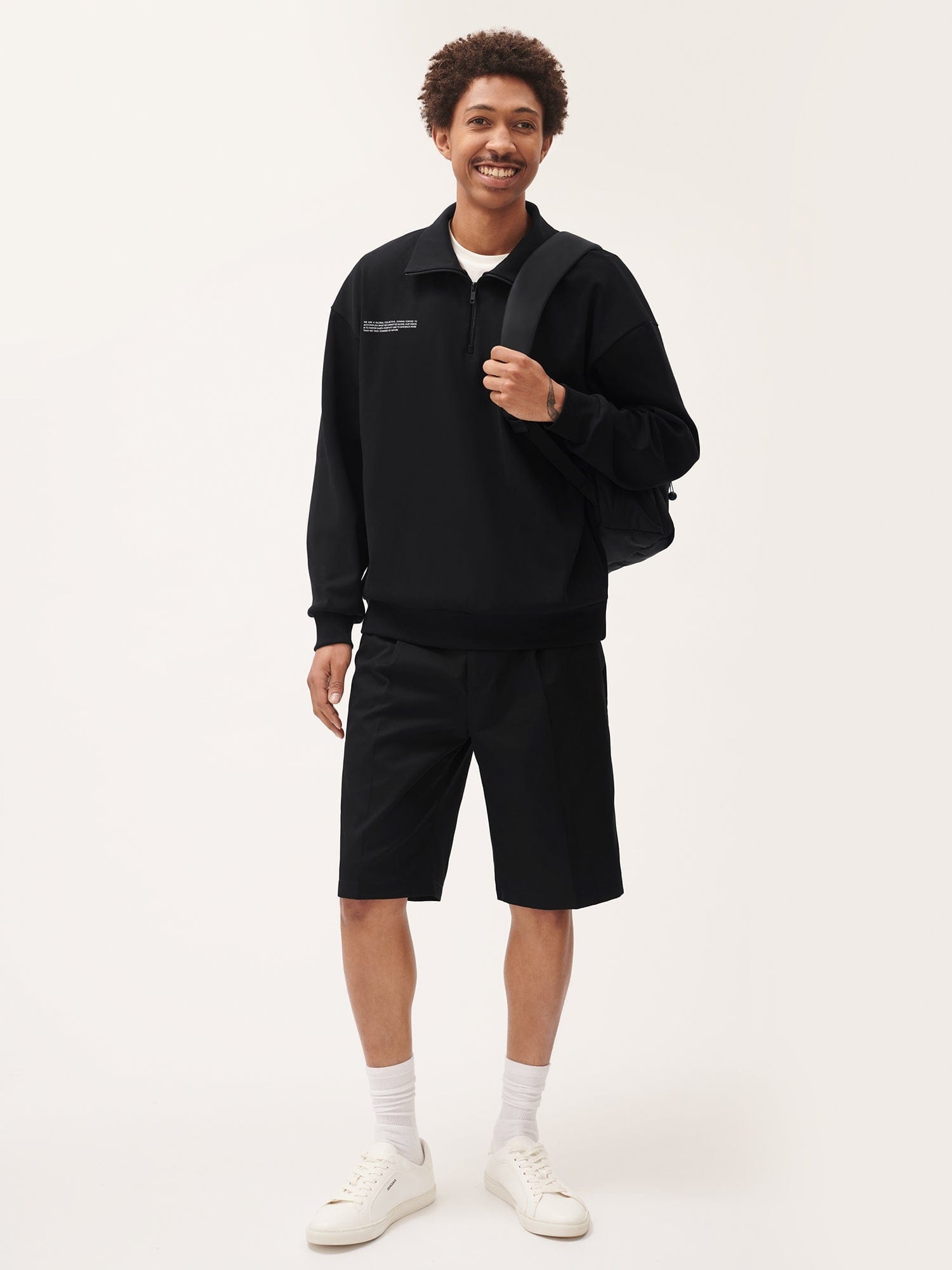 Mens DNA Double Jersey Half Zip Sweatshirt - Black - 4