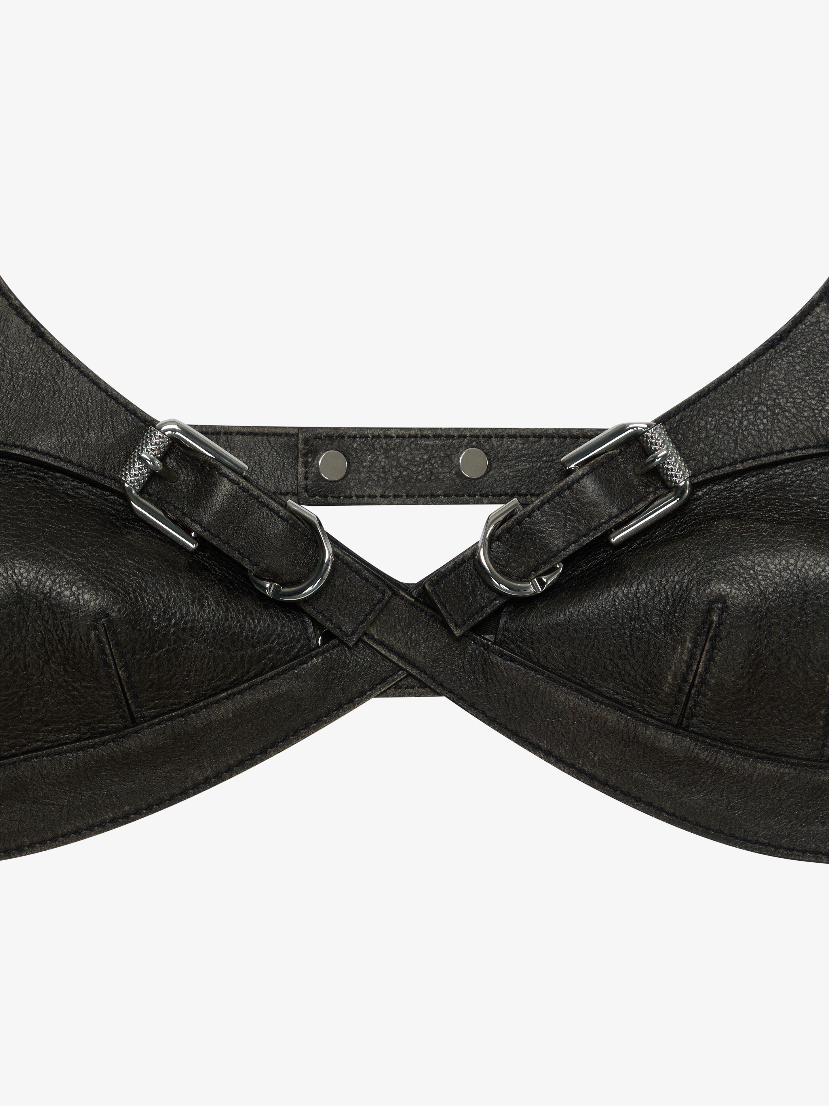 Givenchy BRA TOP IN LEATHER WITH CROSSED EFFECT | REVERSIBLE