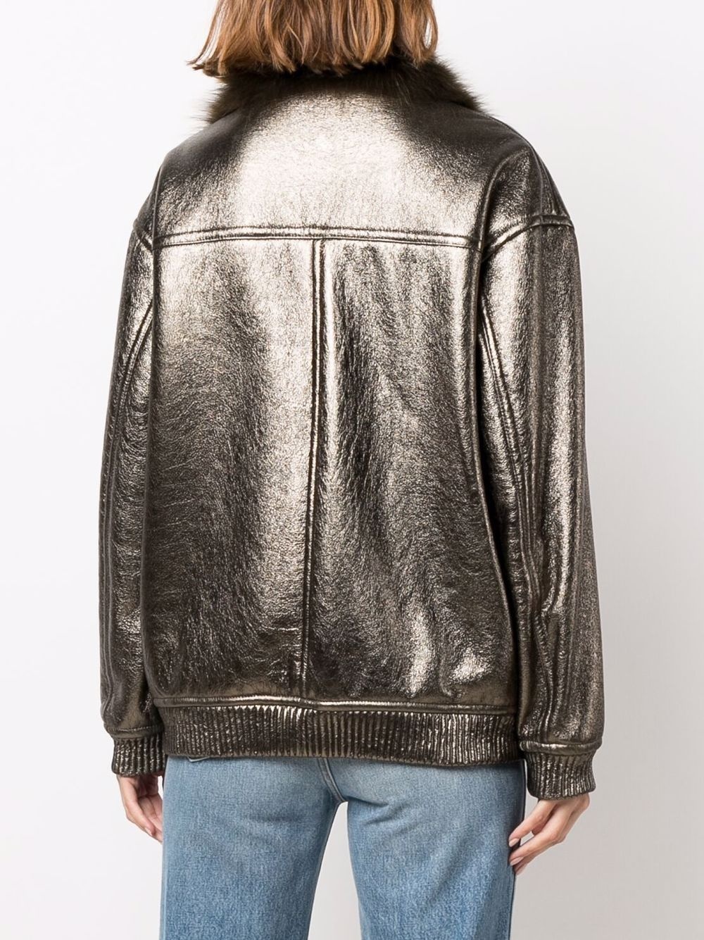 longline leather jacket - 4
