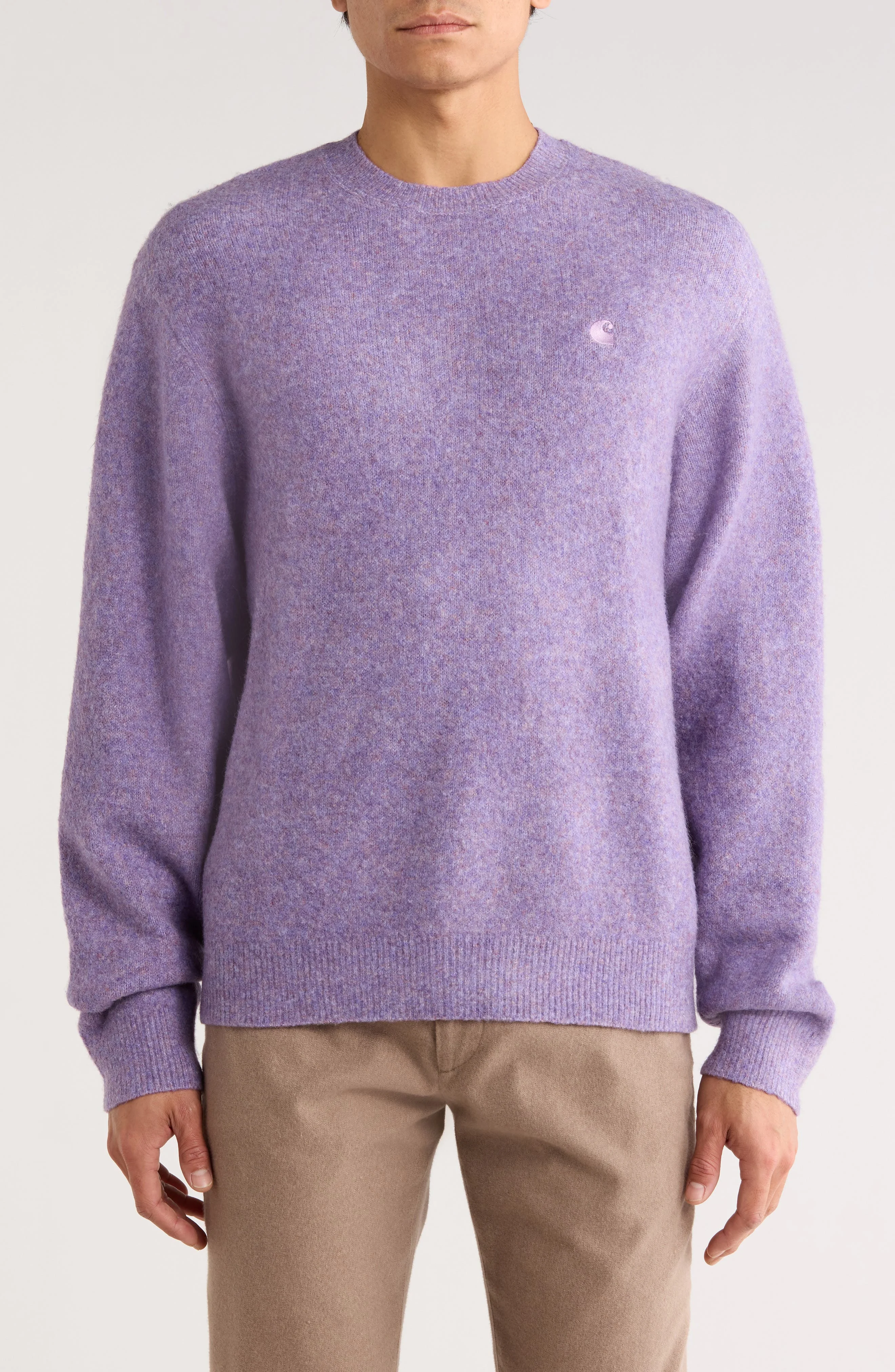 Carhartt Work In Progress Curtis Heathered Crewneck Sweater in Tangled Phlox at Nordstrom - 1