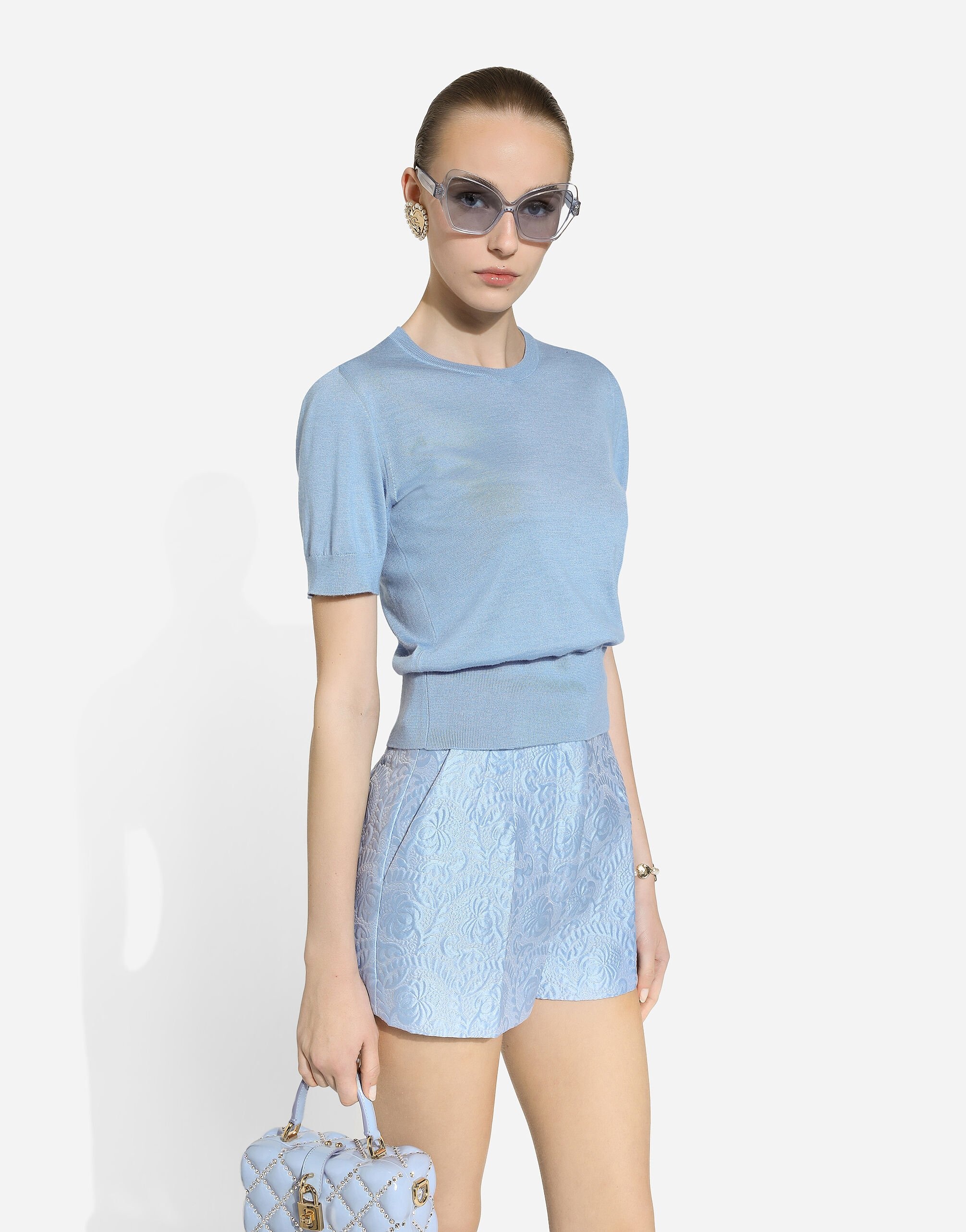 Floral quilted jacquard shorts - 4