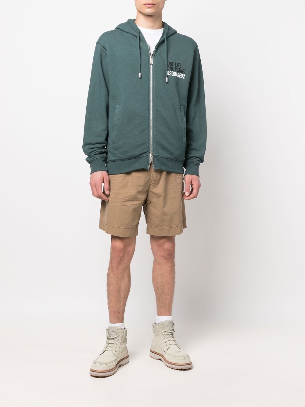 'One Life One Planet' zip-up hoodie - 2