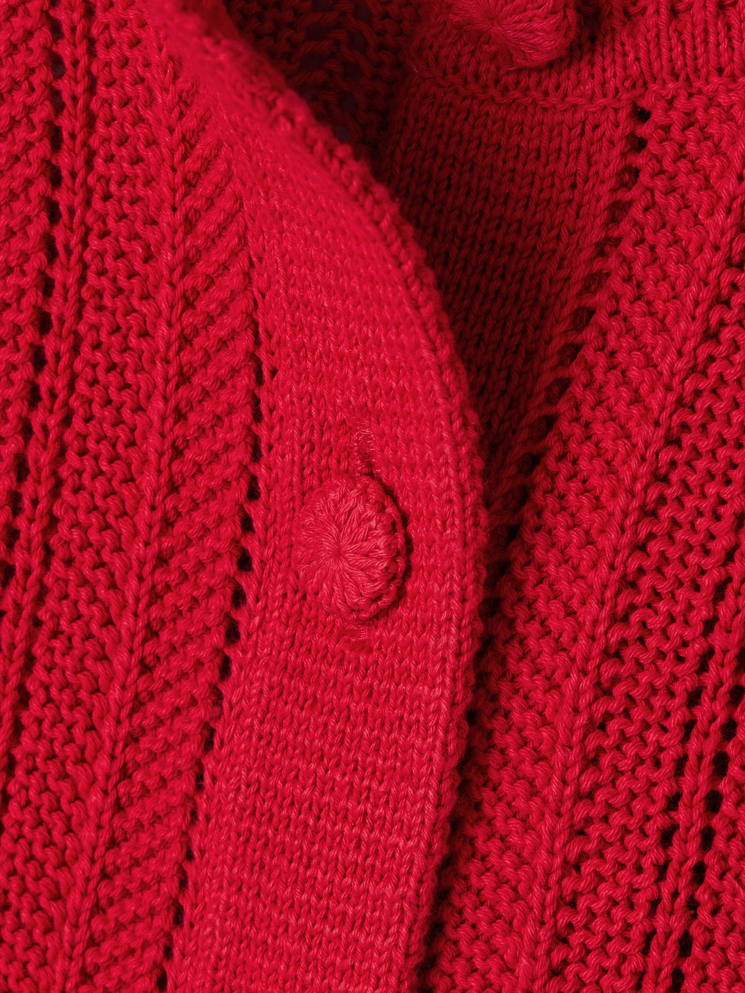 Mariette ribbed open-knit organic cotton cardigan Red - 4