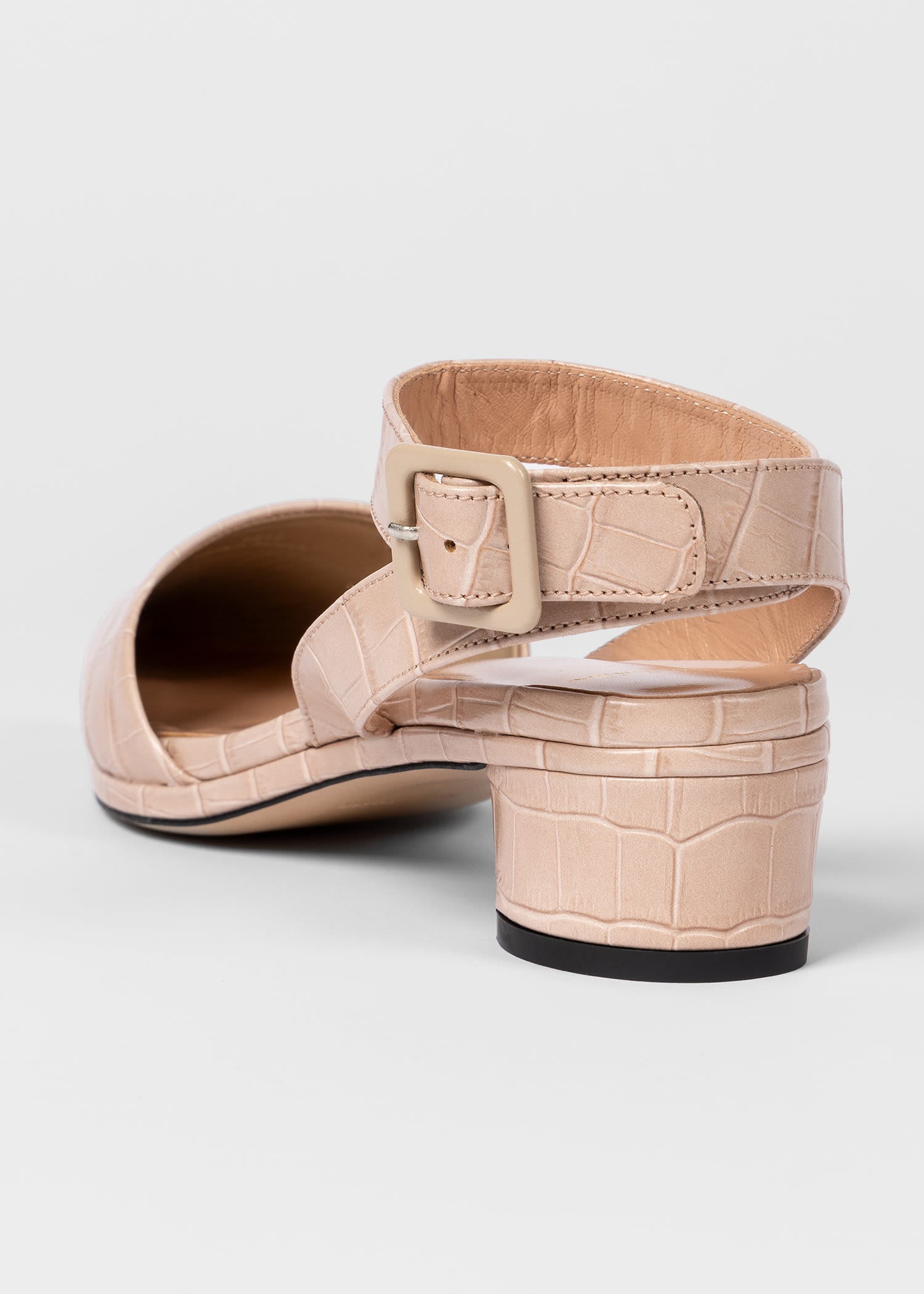 Nude Leather Reptile Heels - 4