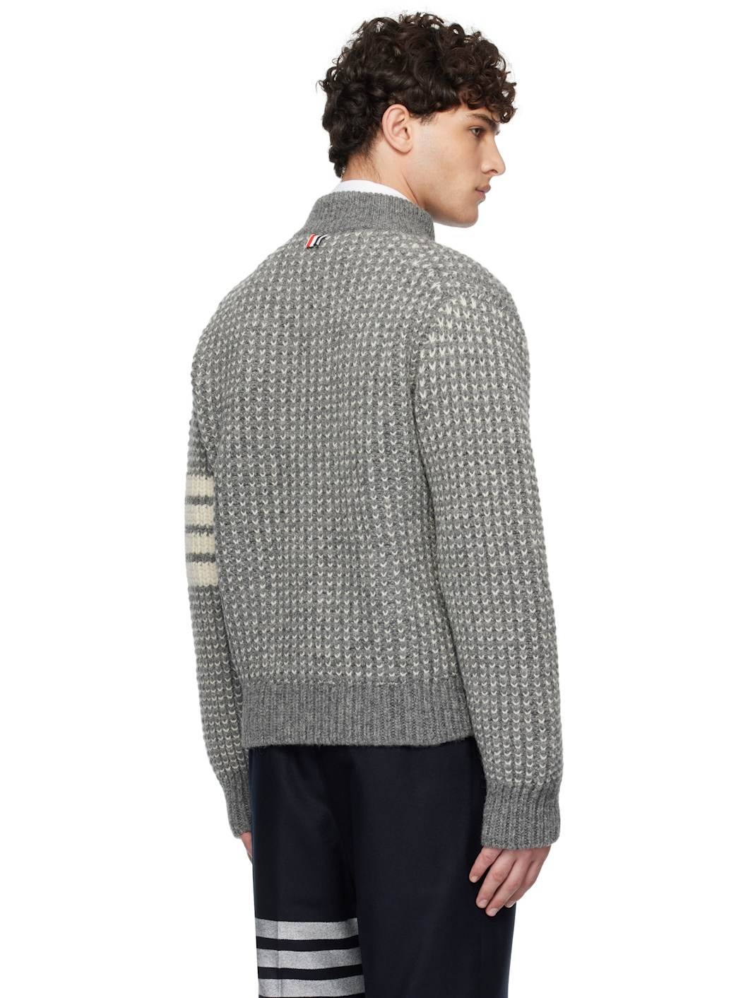 Gray Irish Wool 4-Bar Bomber Jacket - 3