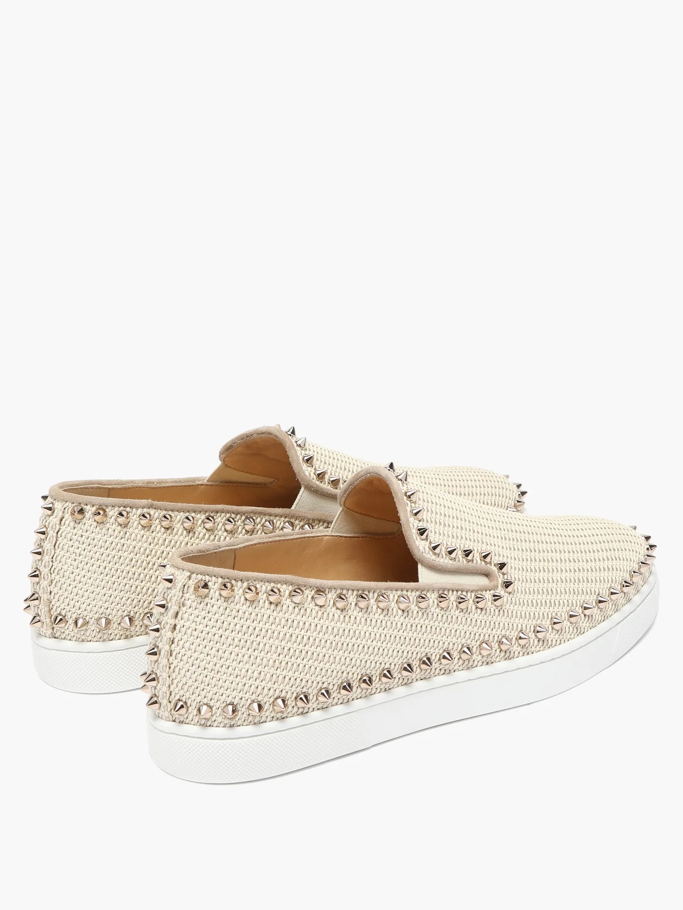 Boat spike-embellished woven slip-on trainers - 4