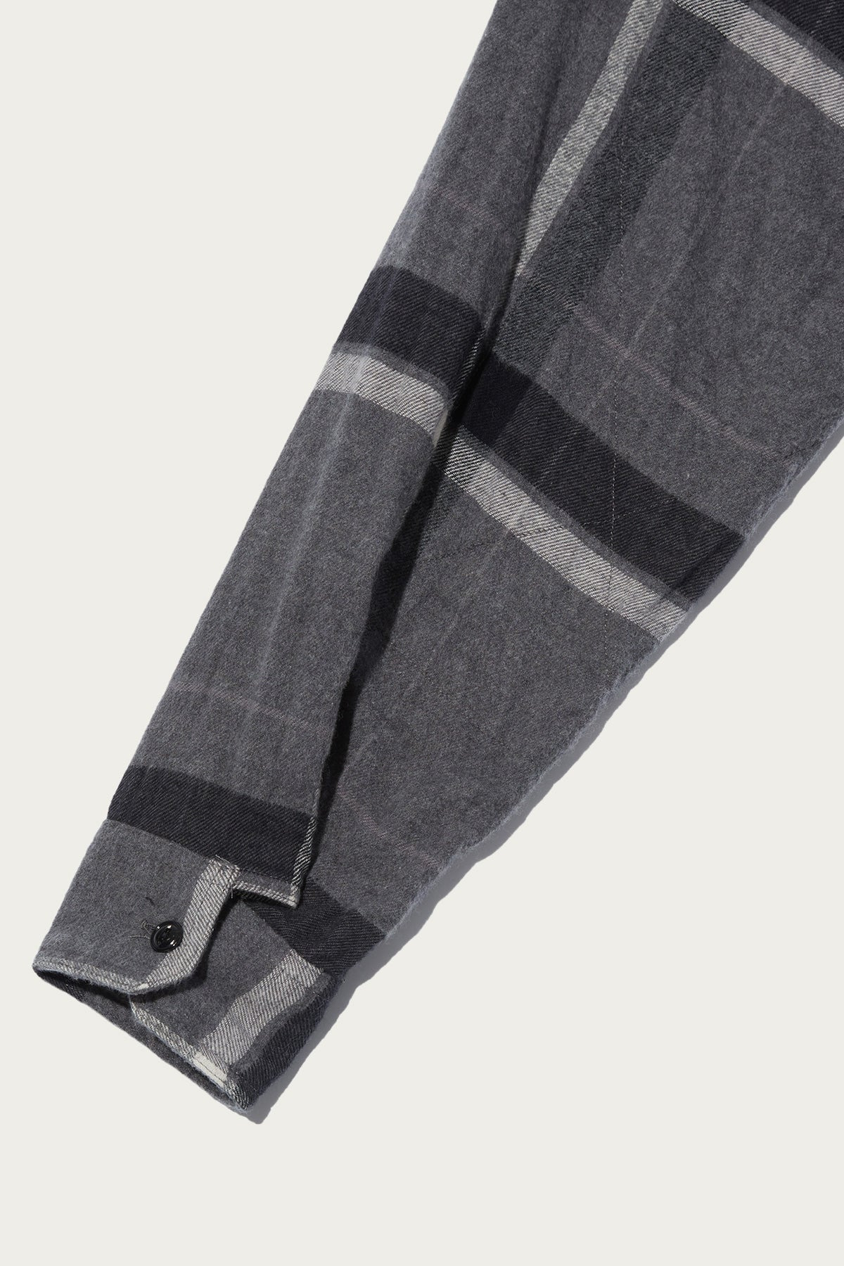 Work Shirt - Grey/Black Cotton Brushed Big Plaid - 4