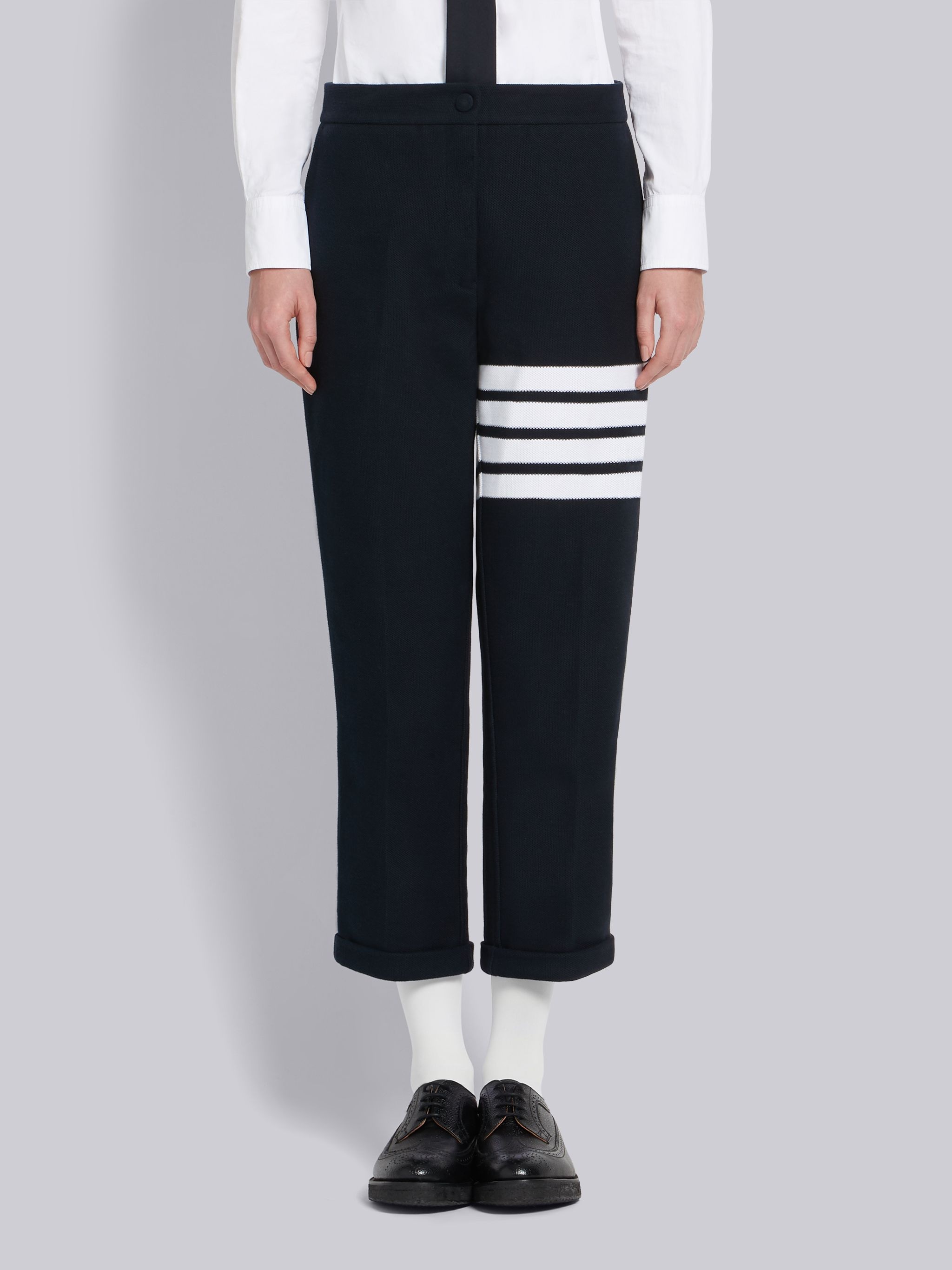 4-Bar Navy Double Face Trousers - 1