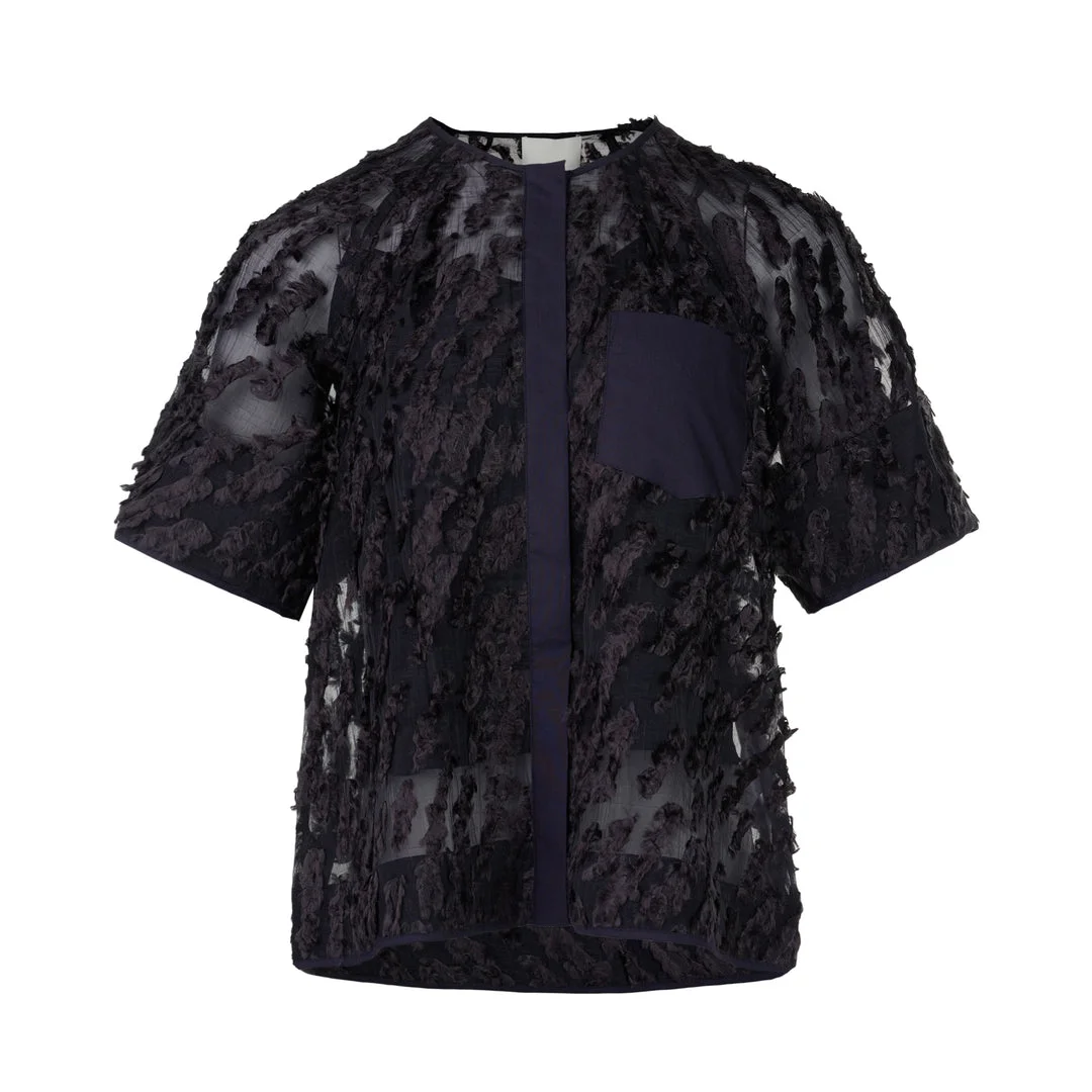 Textured Organza Short Sleeve Top - 1