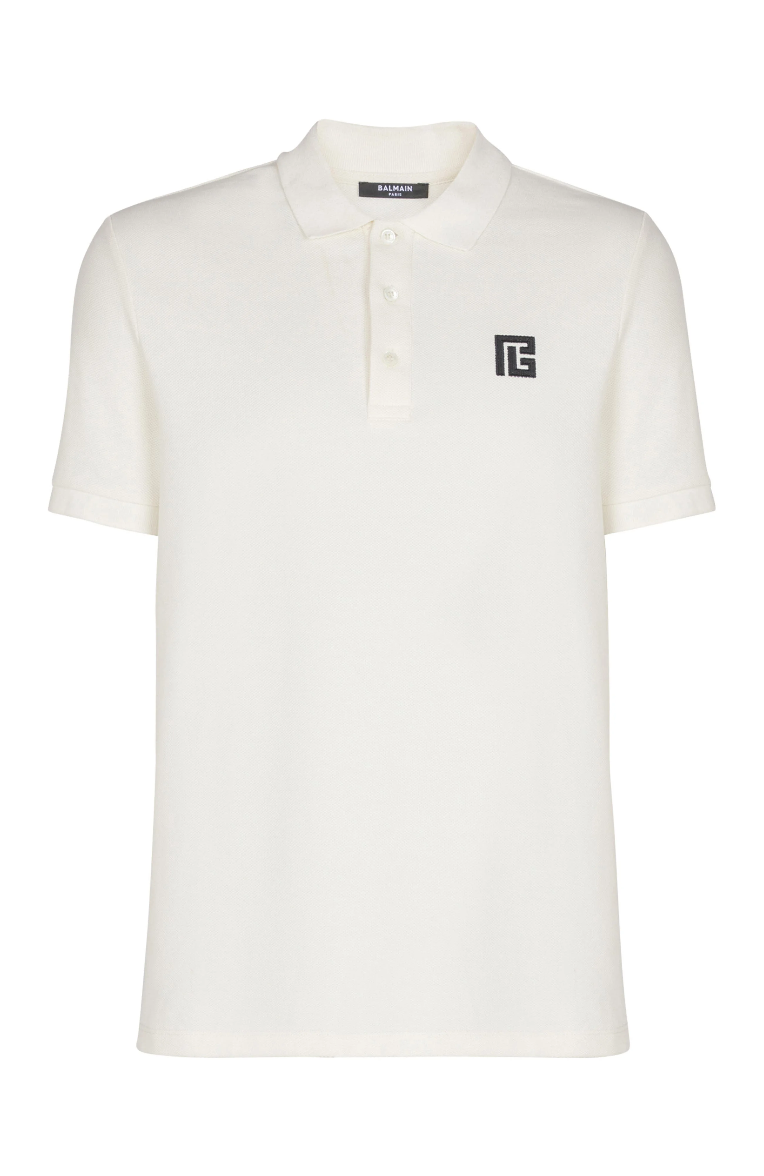 Balmain Embroidered cotton polo in White at Nordstrom - 1