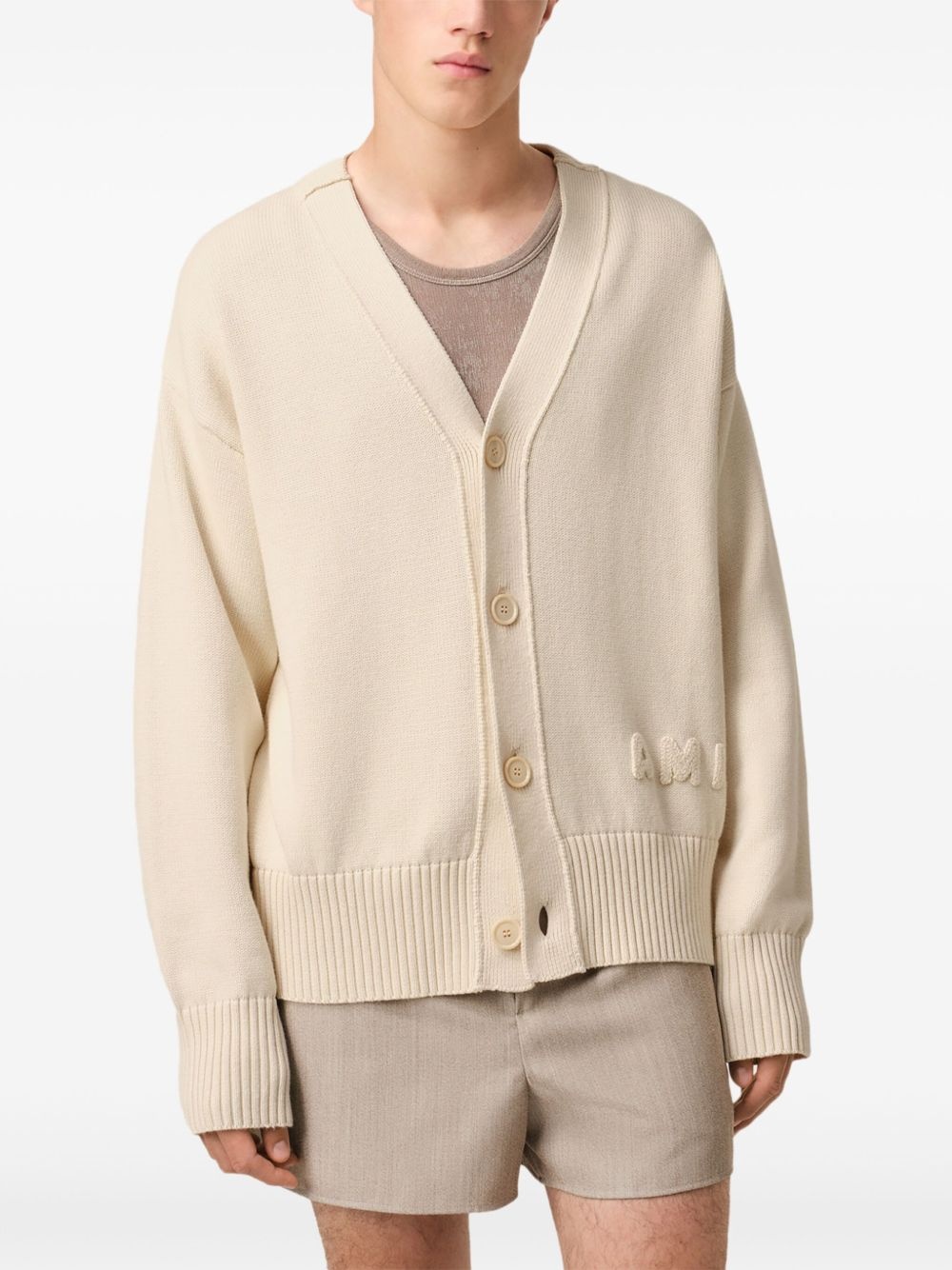 logo-embroidered cardigan - 5
