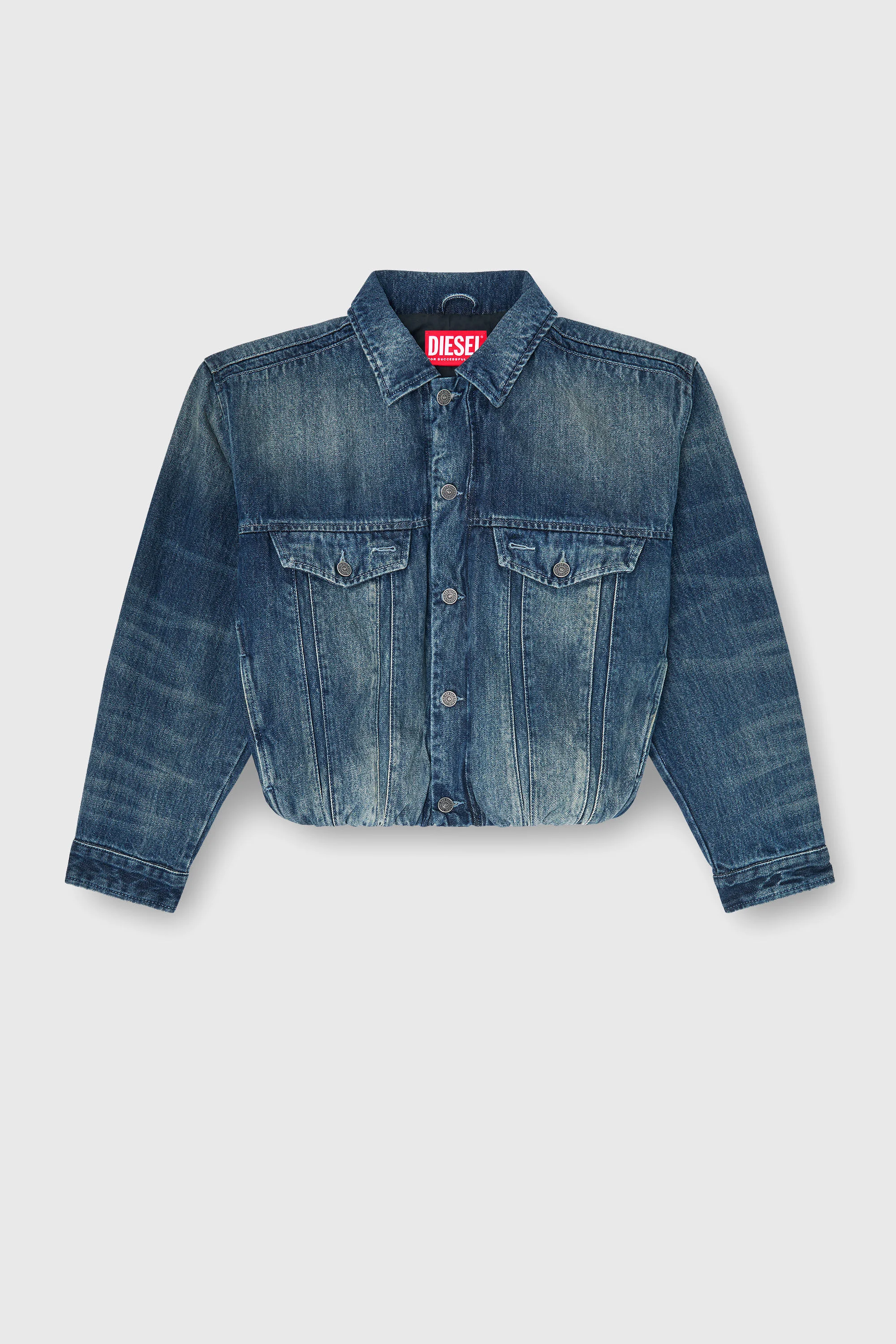ELASTICATED TRUCKER JACKET IN DENIM - 1