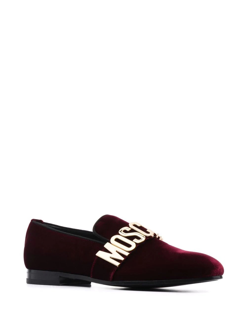 lettering logo velvet loafers - 2