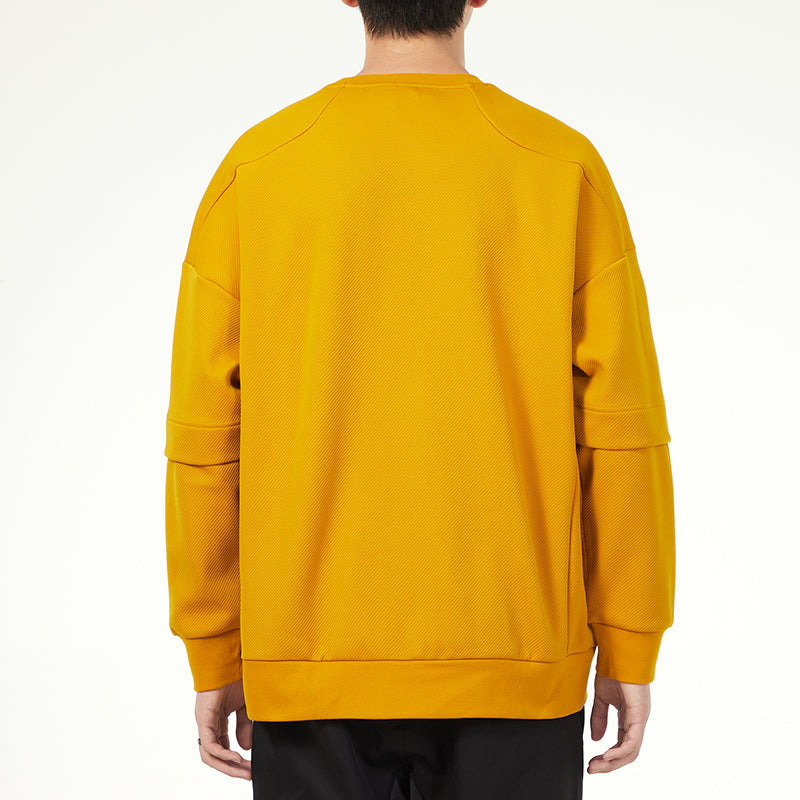 Men's adidas Contrasting Colors Pocket Sports Round Neck Pullover Yellow H39349 - 4