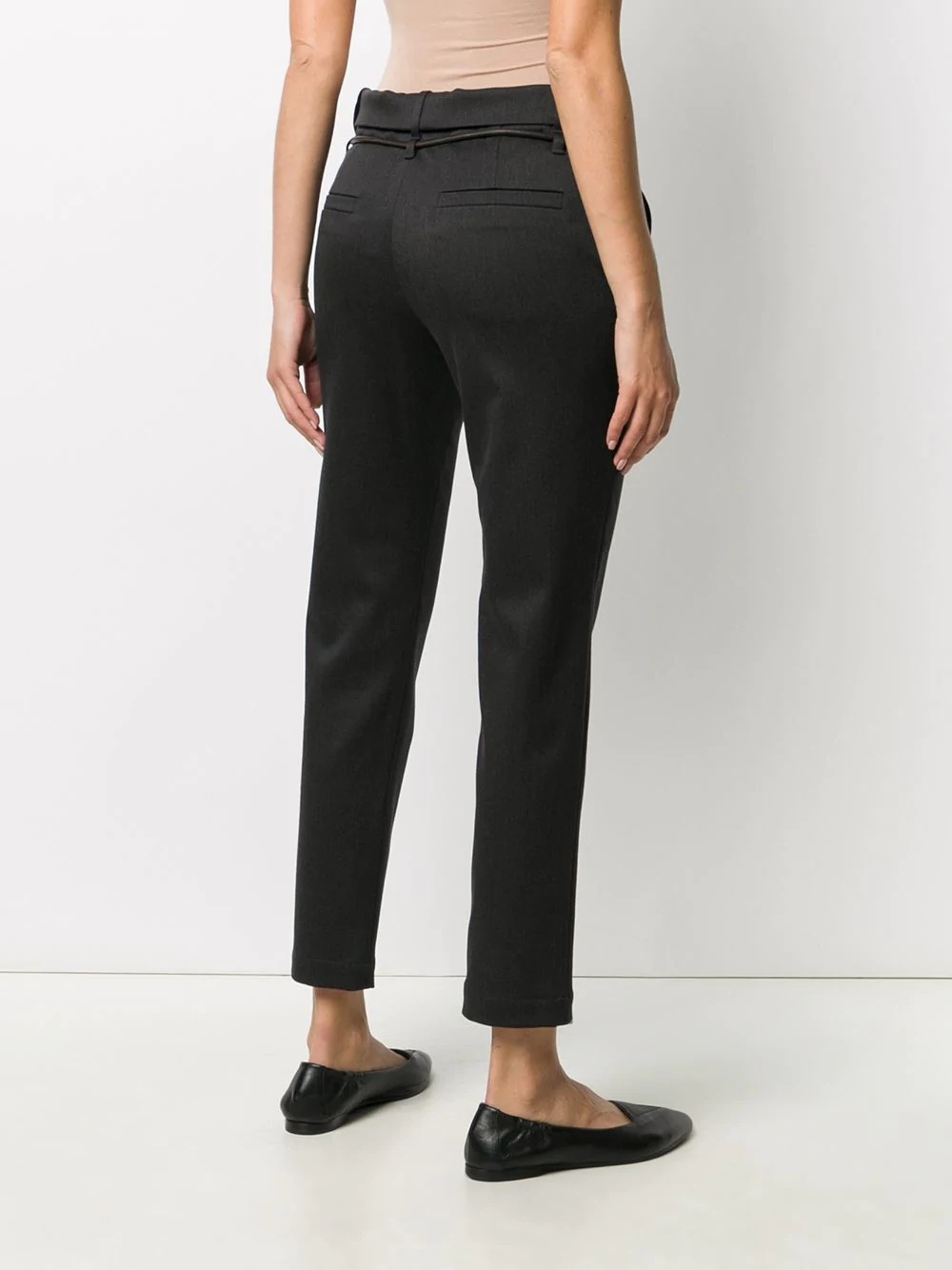 belted slim-fit trousers - 4