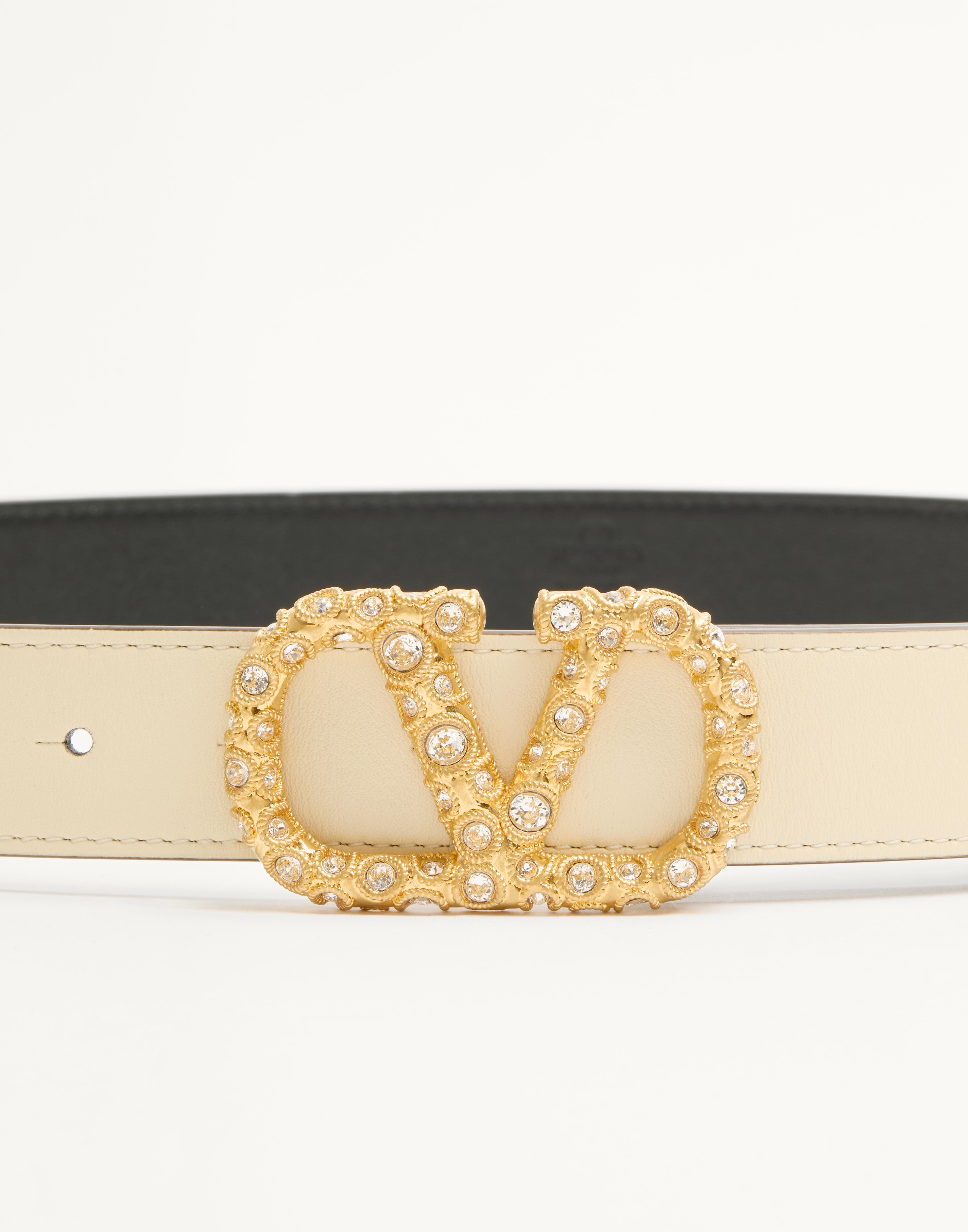 VLOGO SIGNATURE BELT IN SHINY CALFSKIN WITH CRYSTALS 30 MM - 4