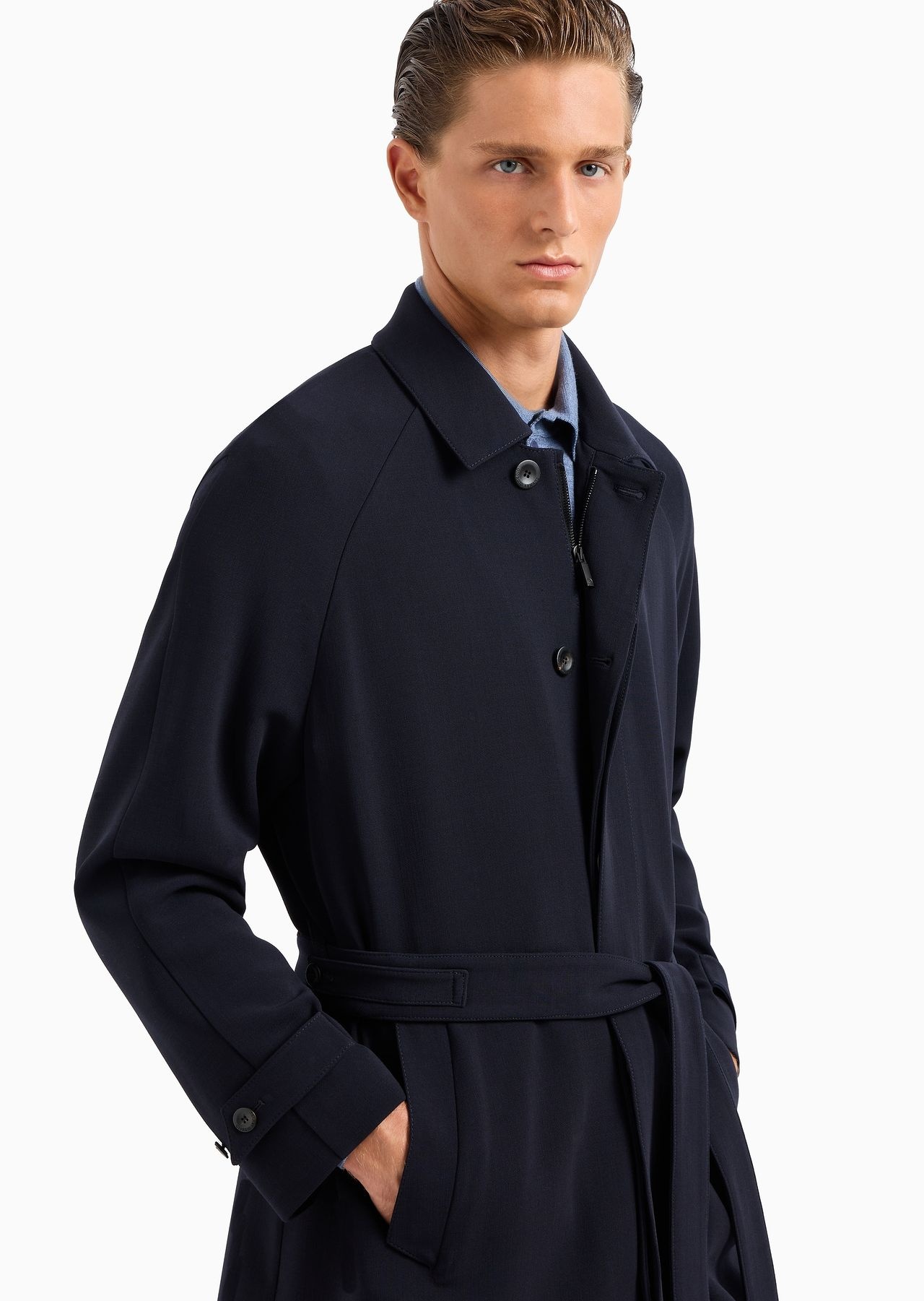 Wool double crêpe trench coat - 5