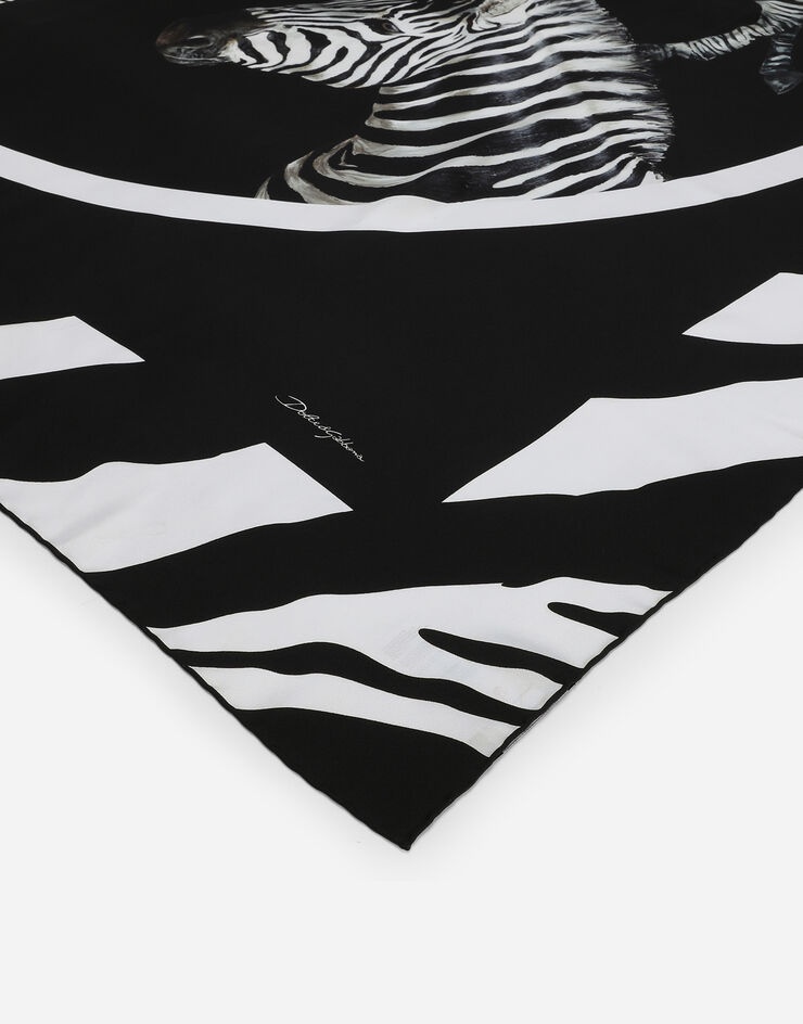 Large zebra-print twill scarf (140 x 140) - 2